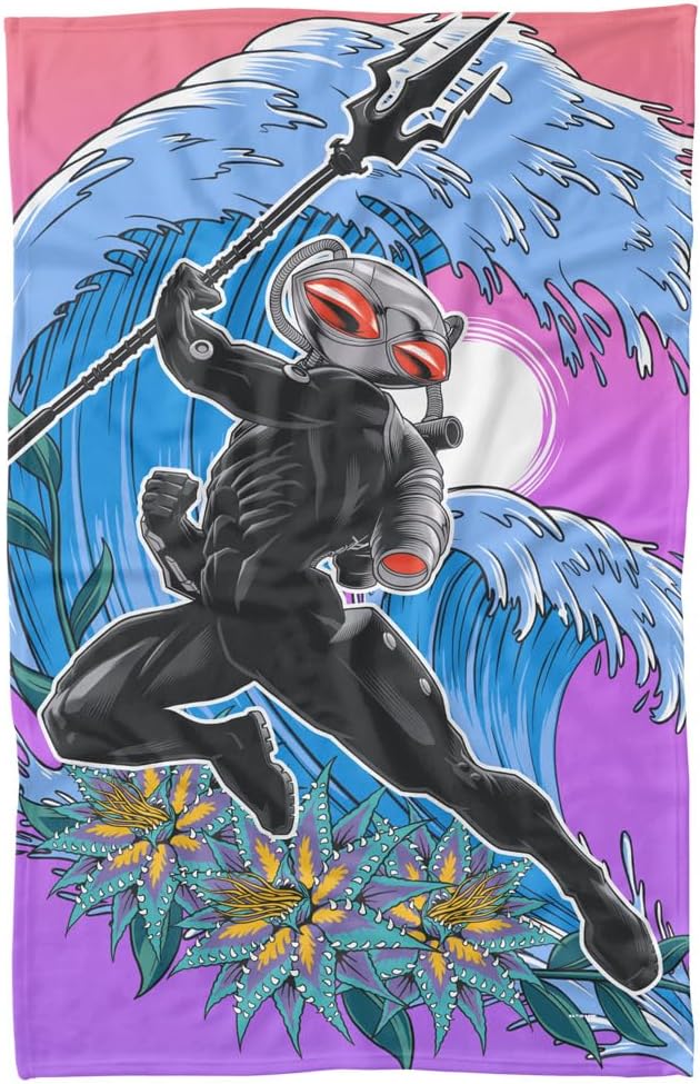 LOGOVISION Aquaman and The Lost Kingdom Blanket, 36″x58″ Black Manta Waves Fleece Blanket