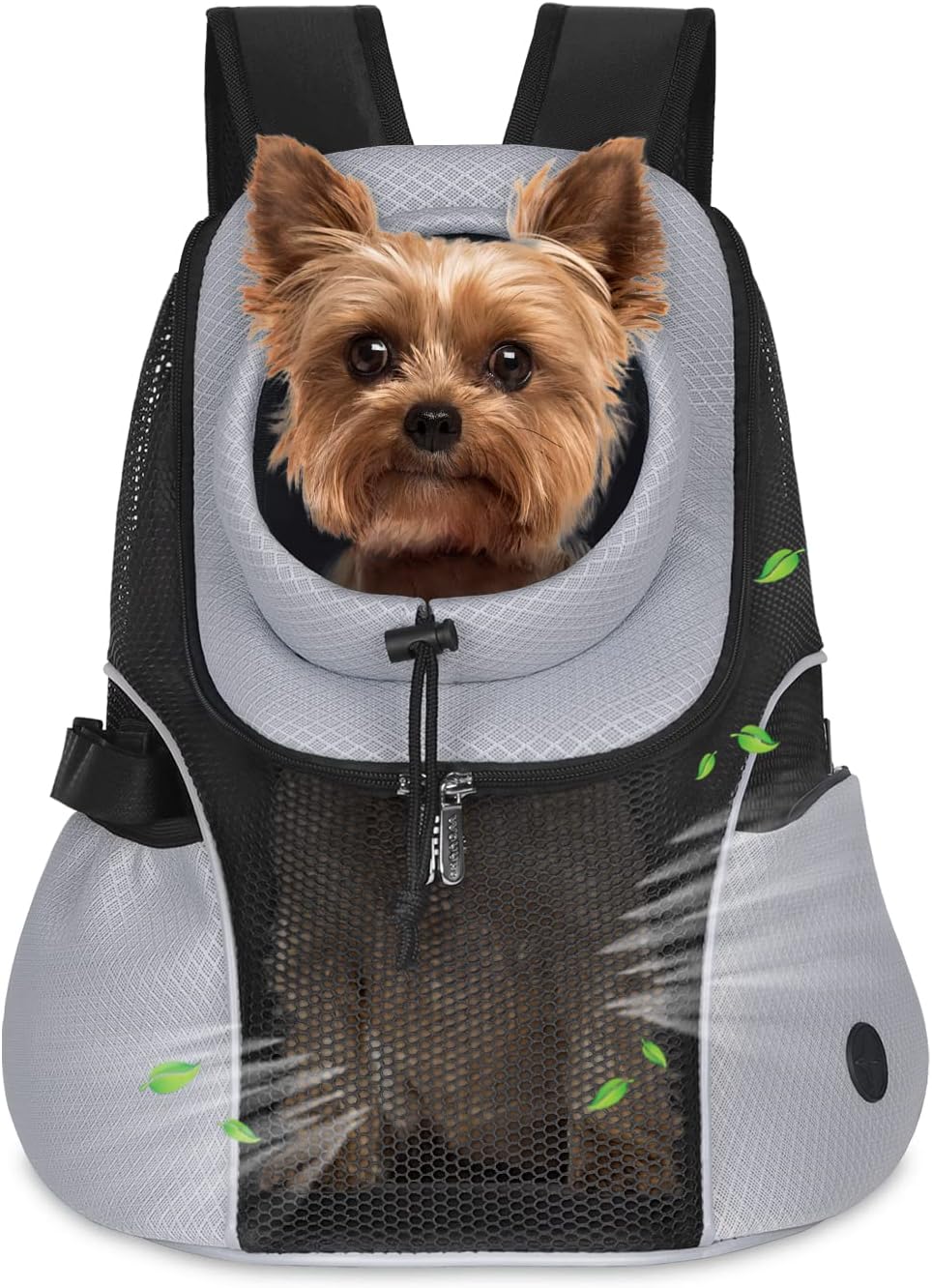 WOYYHO Mochila transportadora para perros pequeños, mochila frontal de malla ventilada para perros con cinturón de seguridad para viajes,