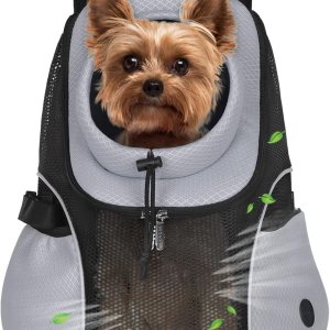 WOYYHO Mochila transportadora para perros pequeños, mochila frontal de malla ventilada para perros con cinturón de seguridad para viajes, WOYYHO Mochila transportadora para perros pequeños, mochila frontal de malla ventilada para perros con cinturón de seguridad para viajes,