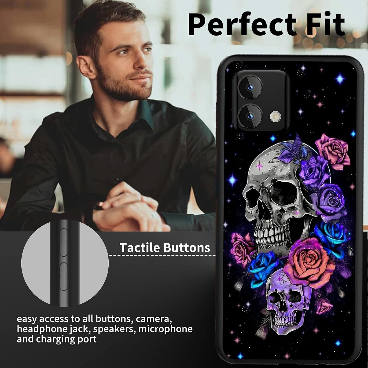 Rossy Funda para Moto G Stylus 5G 2023 no compatible con 5G 2022 con diseño elegante de calavera Galaxy para mujeres y hombres, delgada, suave, de
