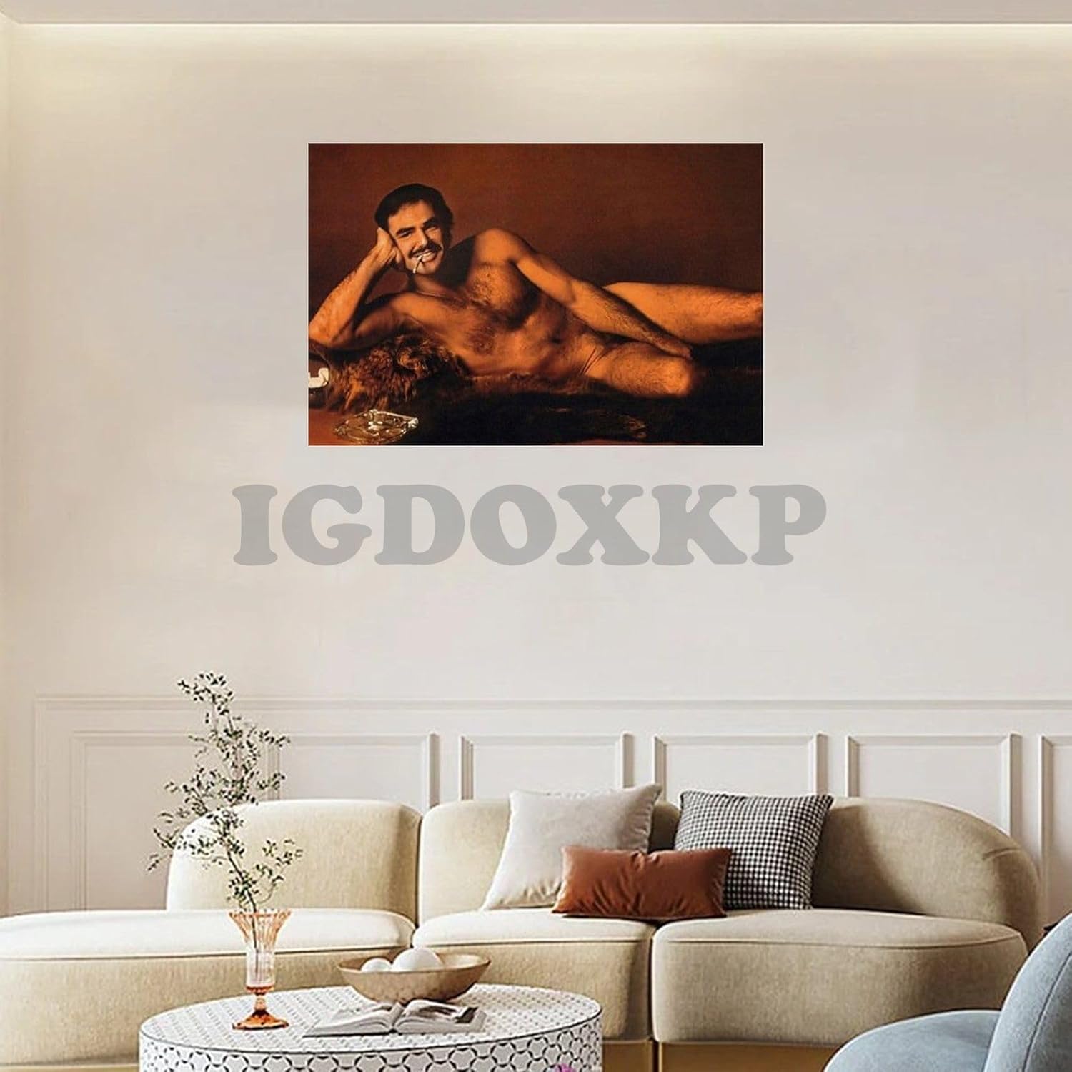 ETOMEY Burt Reynolds – Póster de piel de oso, póster de lienzo para decoración de dormitorio, oficina, habitación, regalo, sin marco, 24 x 16