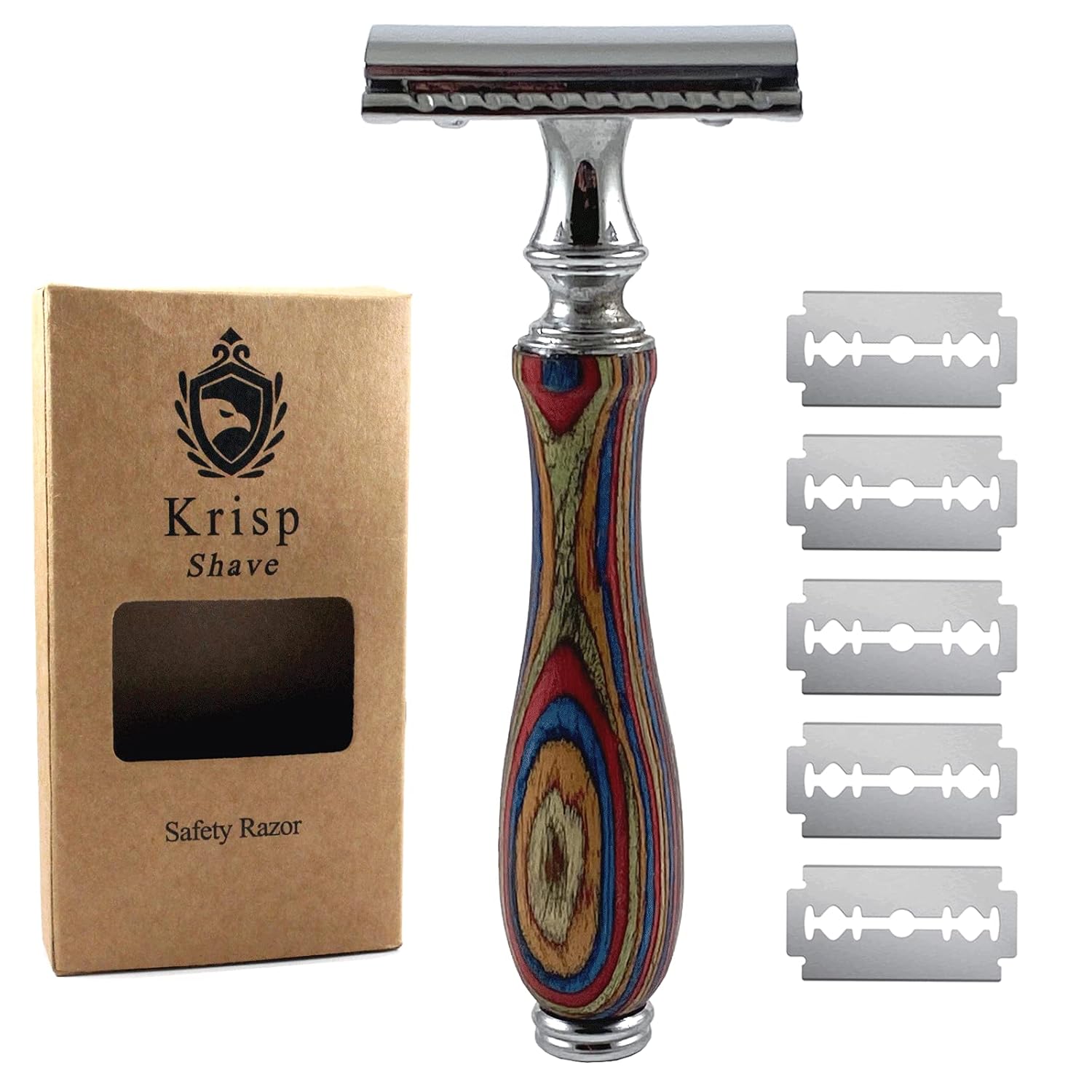 Maquinilla de afeitar de seguridad con mango de madera larga para hombres y mujeres, maquinilla de afeitar manual de doble filo, se adapta a todas