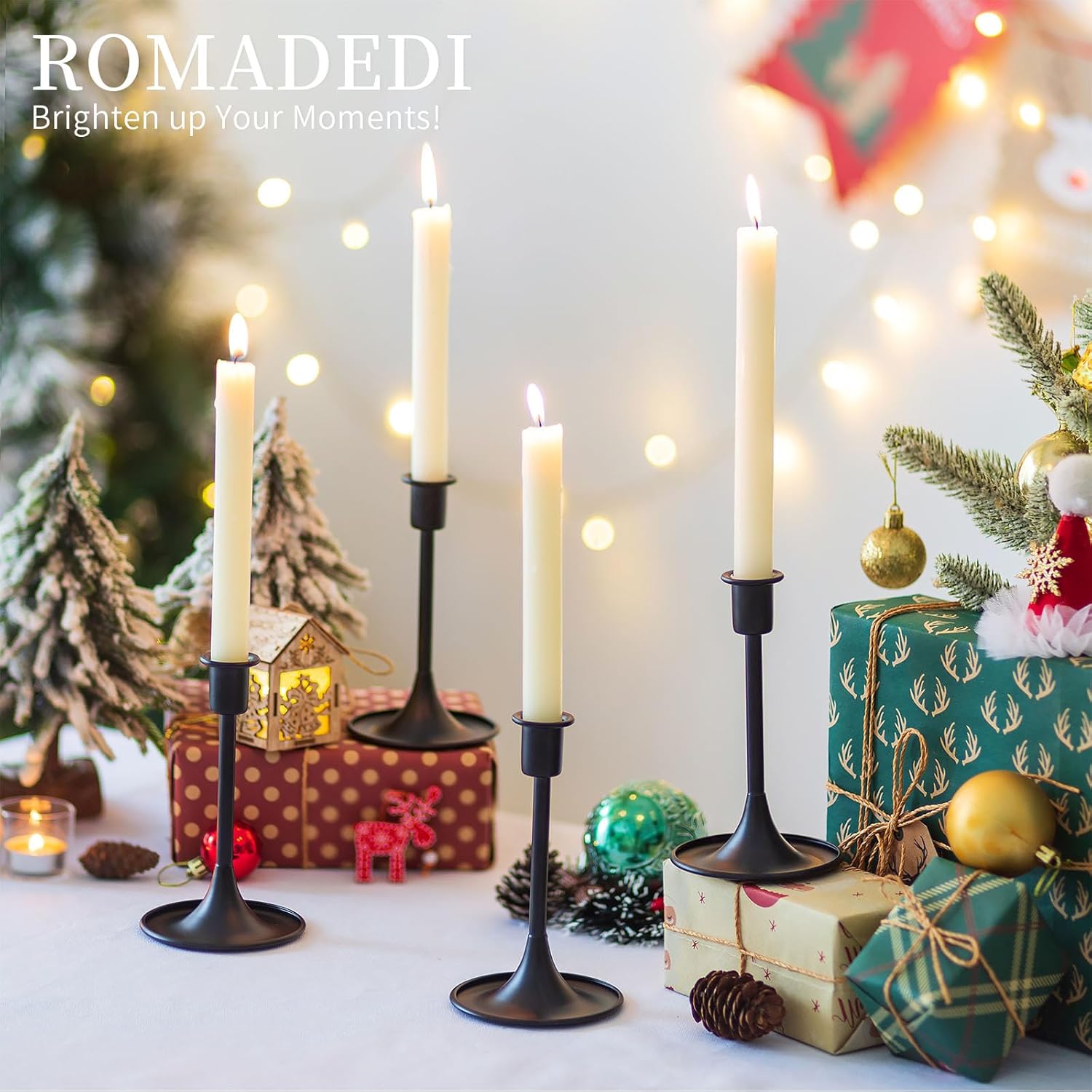 Candelabros negros para candelabros cónicos portavelas de Halloween, centro de mesa vintage, decoración de Halloween, boda, Navidad, chimenea,