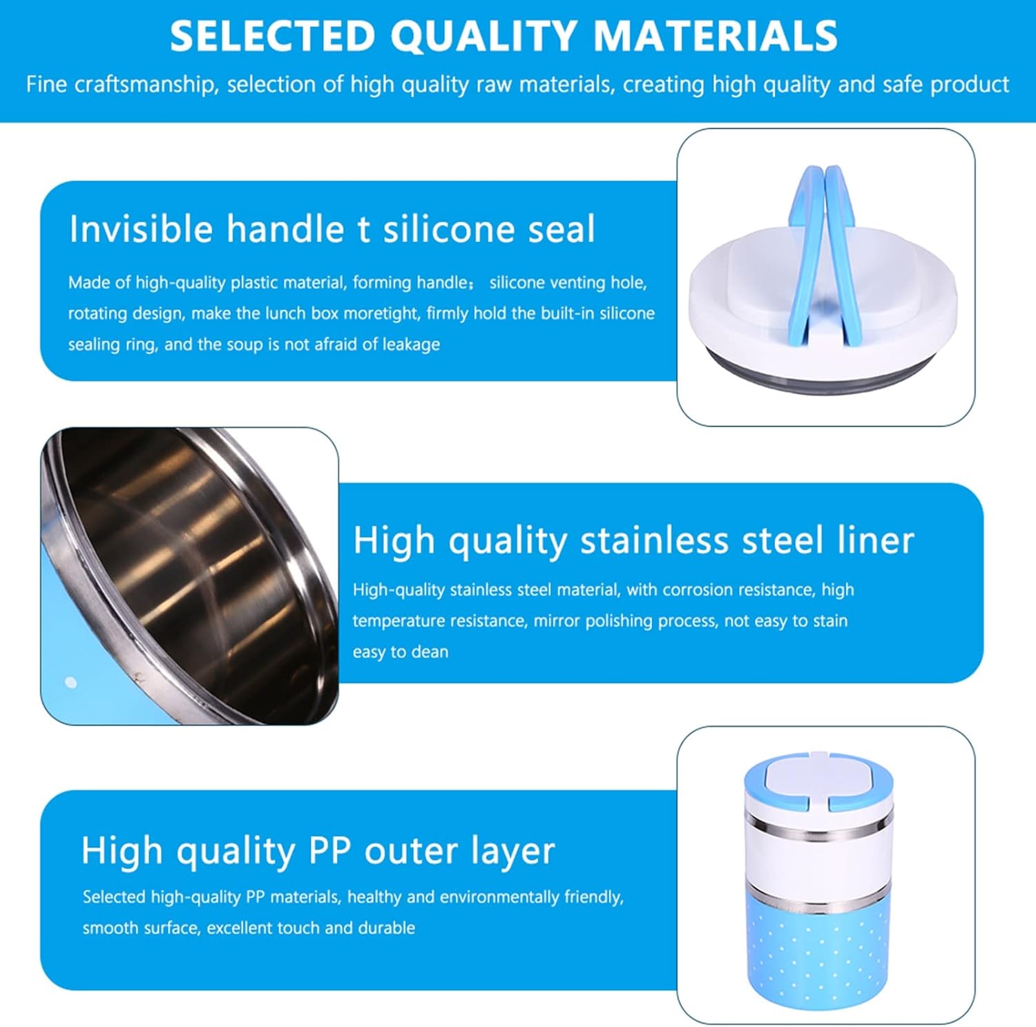 Fiambrera de 2 capas de aislamiento de acero inoxidable termo térmica lonchera contenedor de alimentos suministros de cocina