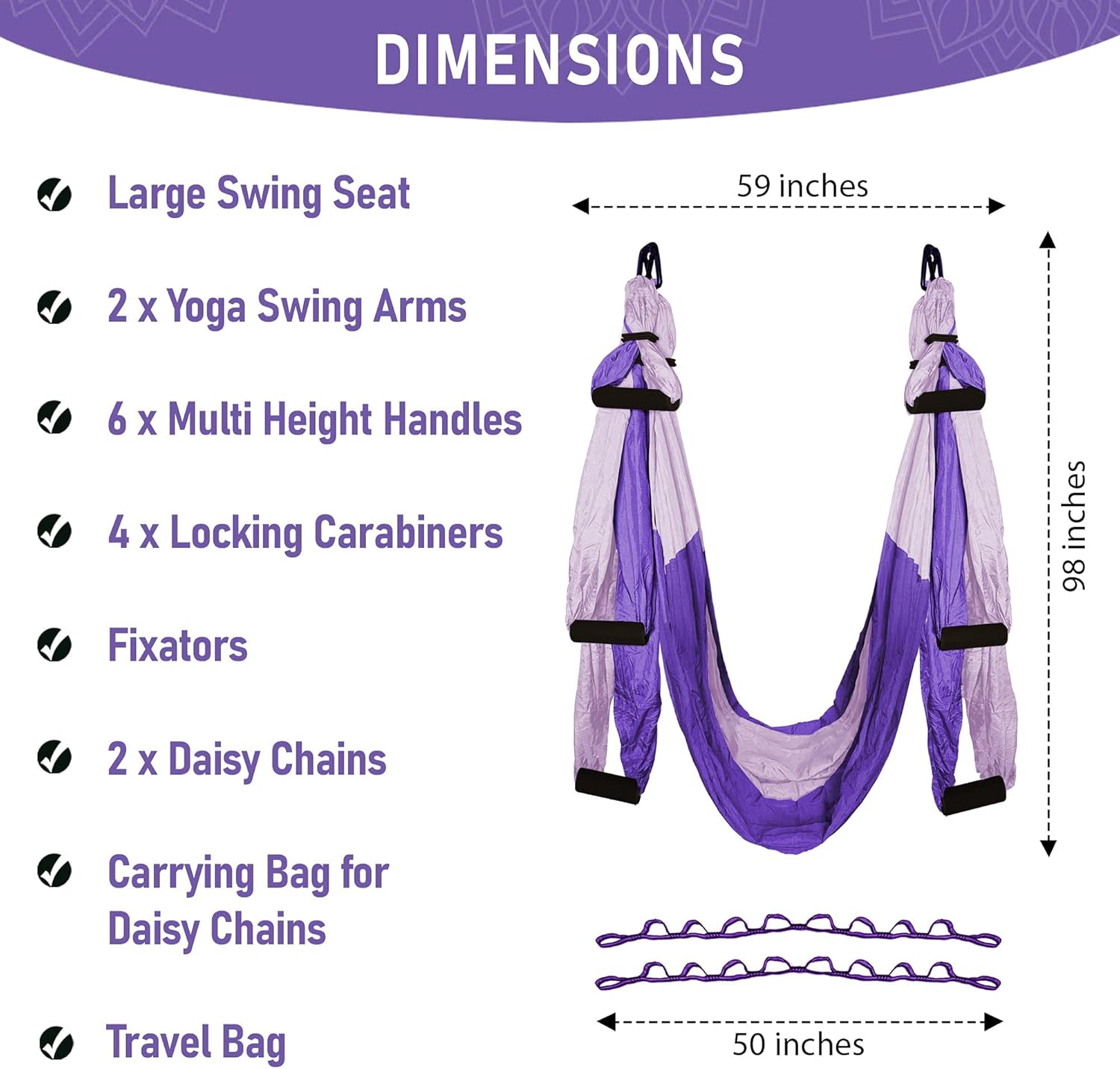 YOGA SWING PRO Kit de columpio de yoga antigravedad para hamaca aérea de alta calidad, juego de cabestrillo volador Acrobat para terapia de