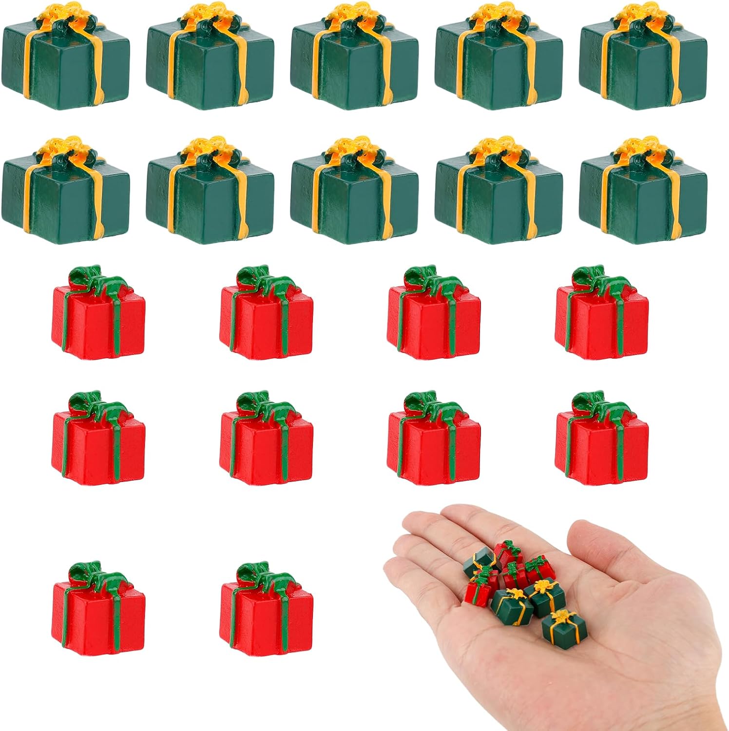 20 mini cajas de adorno para árbol de Navidad, mini cajas de regalo de resina de colores, adornos en miniatura de Navidad para decoración de árbol