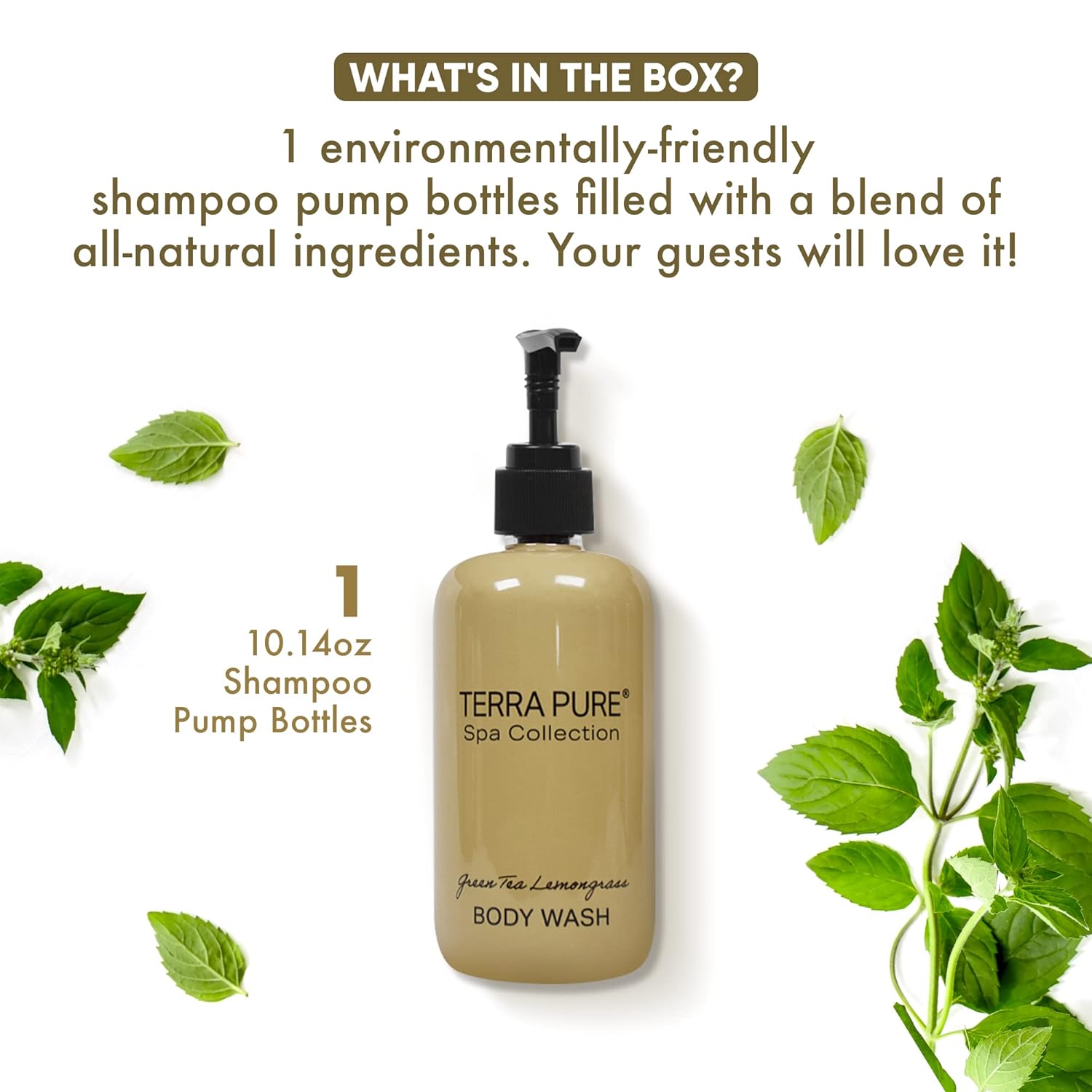 Terra Pure Gel de baño  Colección Spa  Servicios del hotel en botella con bomba  10.14 oz.  10.1 fl oz (botella individual)
