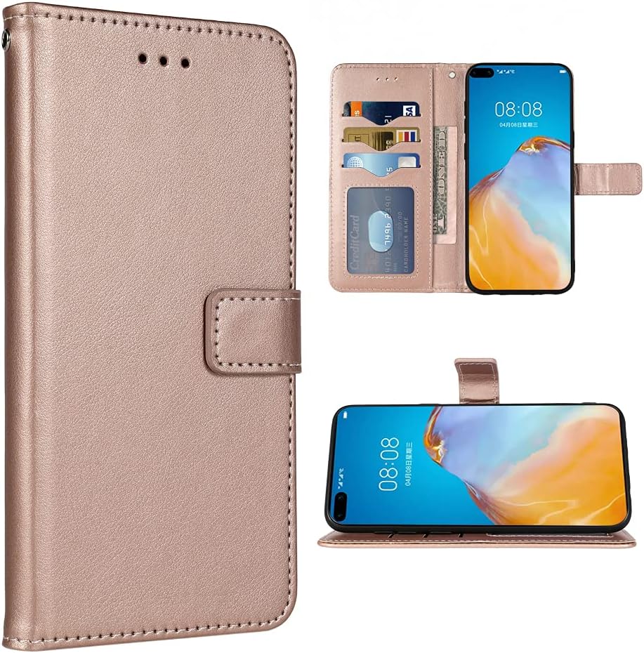 Compatible con Huawei P40 Pro – Funda tipo cartera con correa para la muñeca con cordón de cuero, soporte para tarjetas, accesorios para celulares,
