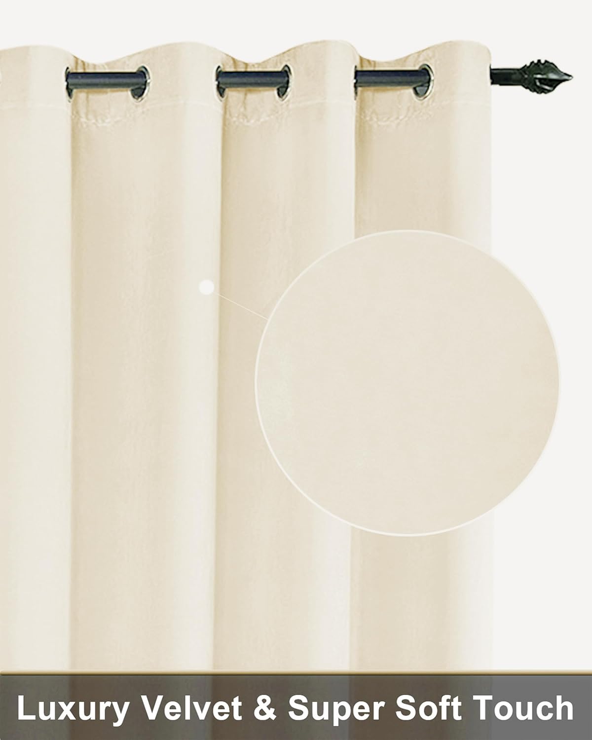 Cortinas de terciopelo blanco marfil súper suave de 84 pulgadas con ojales, cortinas de terciopelo color crema súper gruesas con aislamiento