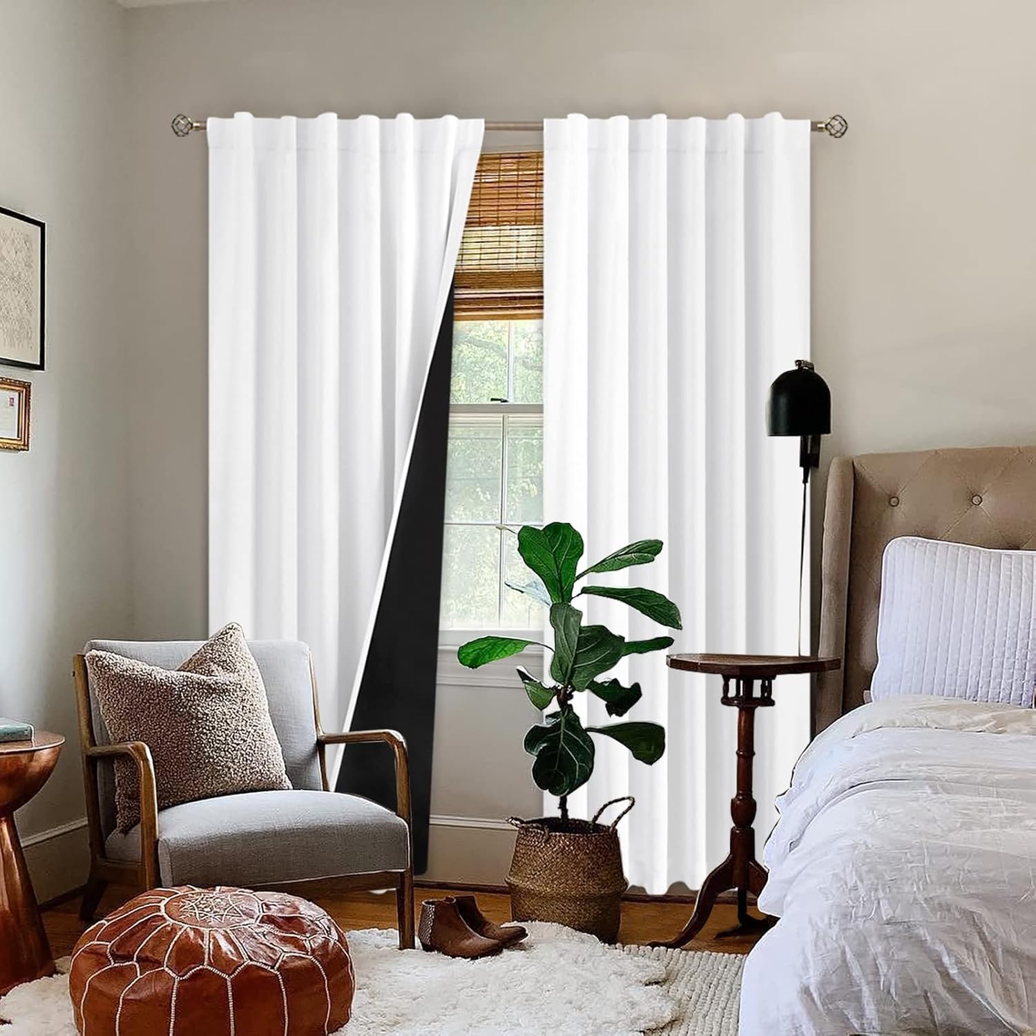 BGment Cortinas opacas completas con forro de aislamiento térmico, 108 pulgadas de largo, bolsillo para barra y pestaña trasera, cortinas de