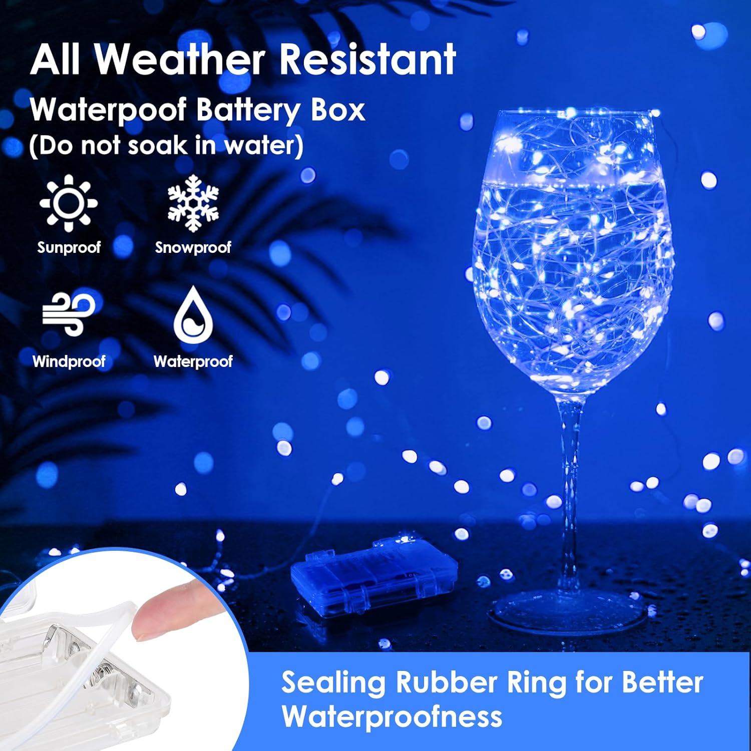 Mlambert Paquete de 3 tiras de luces de hadas de 33 pies, funciona con pilas con control remoto y temporizador, 100 LED regulables, impermeables,