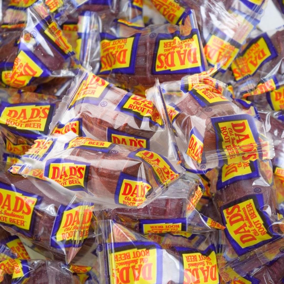 Dad’s Root Beer Barrels Hard Candy  3 libras de dulces con sabor a cerveza de raíz antigua envueltos individualmente empaquetados en bolsa de pie
