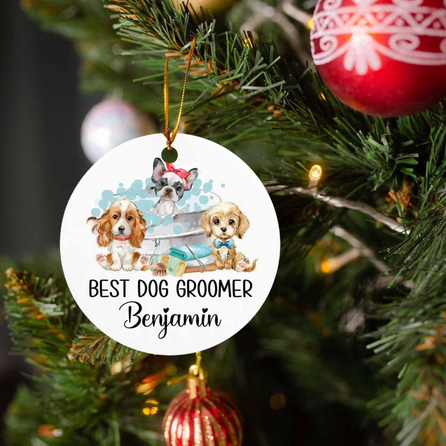 Adorno de peluquero para mascotas, adorno de Navidad para peluquero de perros, decoración de árbol de Navidad, regalo para peluquero de perros,