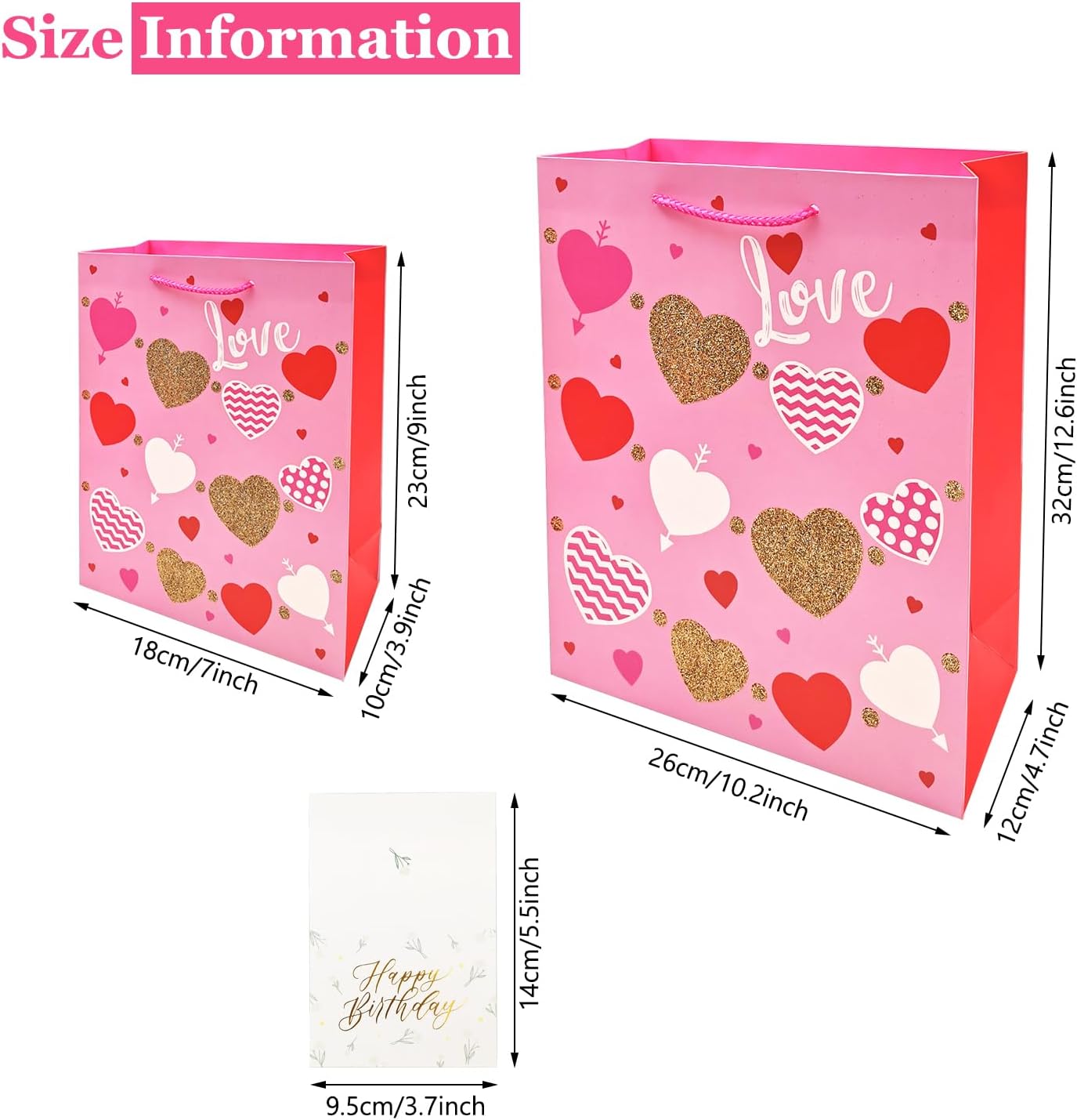 Paquete de 12 bolsas de regalo de varios tamaños, bolsa de regalo de cumpleaños con asas, bolsas de regalo de papel para cumpleaños, compras,