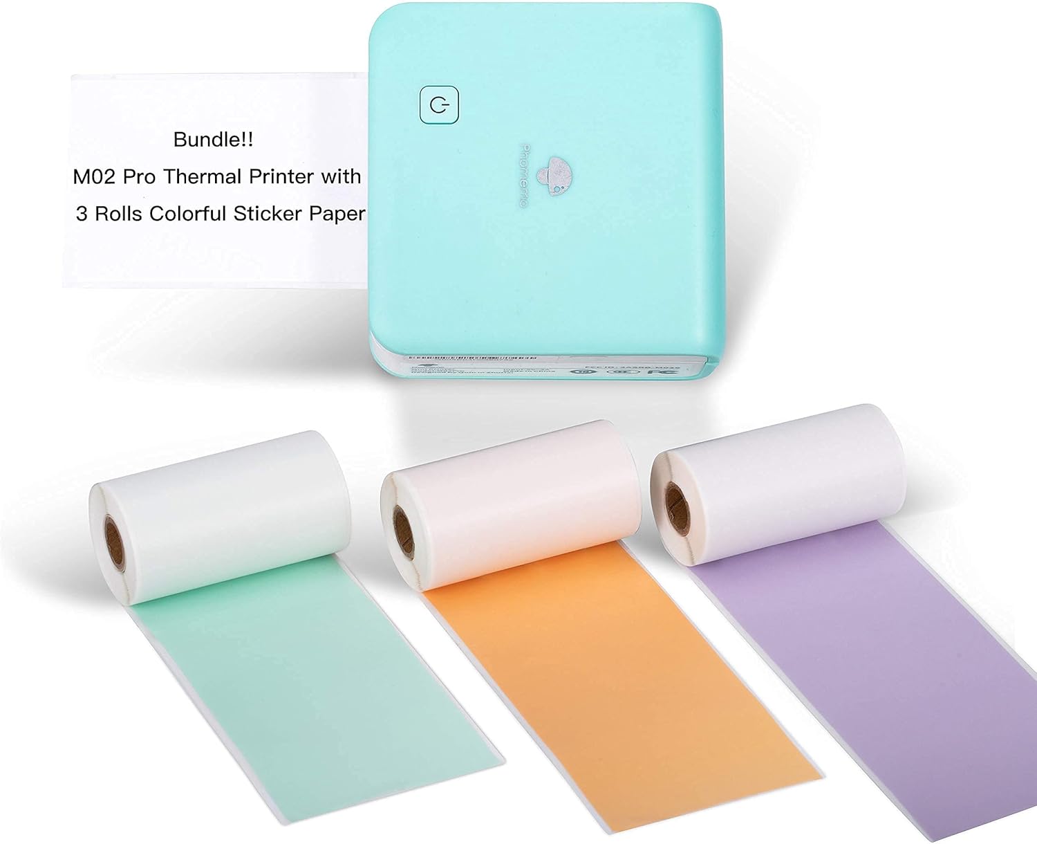 Phomemo Mini impresora M02 Pro – Impresora térmica Bluetooth de fotos con 3 rollos de papel adhesivo colorido, compatible con iOS + Android para