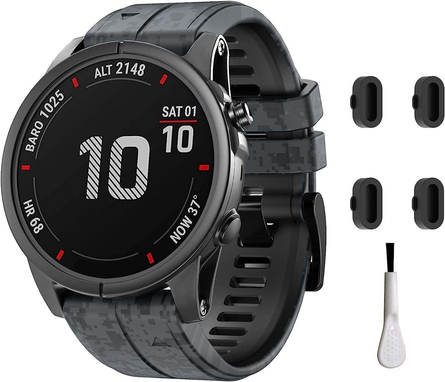 Correa de reloj de silicona de ajuste rápido de camuflaje de 0.866 pulgadas compatible con Garmin Fenix 5Fenix 5 PlusFenix 6Fenix 6 ProFenix 7,