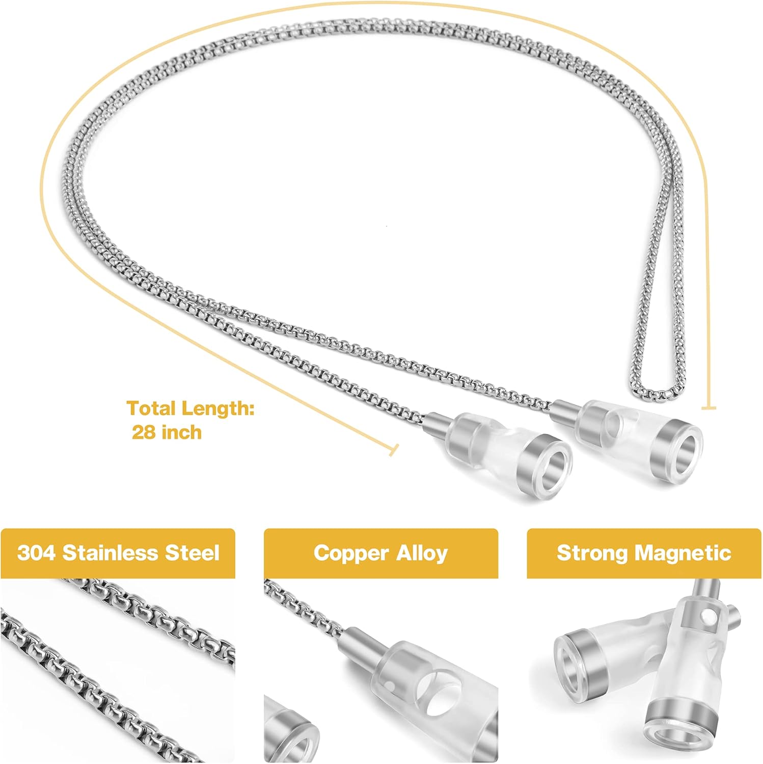 Correas de transporte para AirPods, regalos para mamá, auriculares, collar de acero inoxidable, soporte de correa de cadena magnética para el