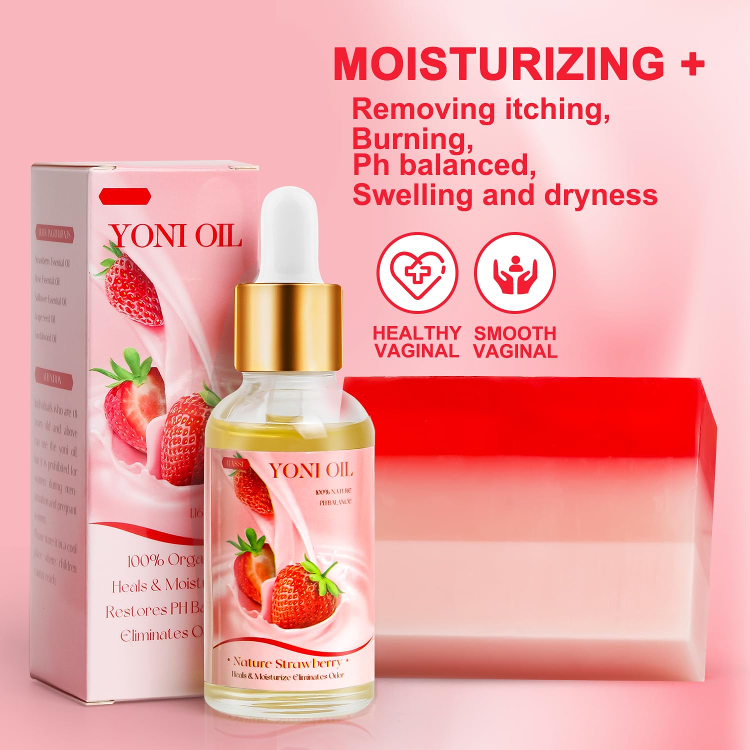 Juego de lavado femenino y aceite Yoni y jabón Yoni para mujer, lavado Yoni para equilibrio vaginal de pH elimina el olor, hidratante de 1 onza