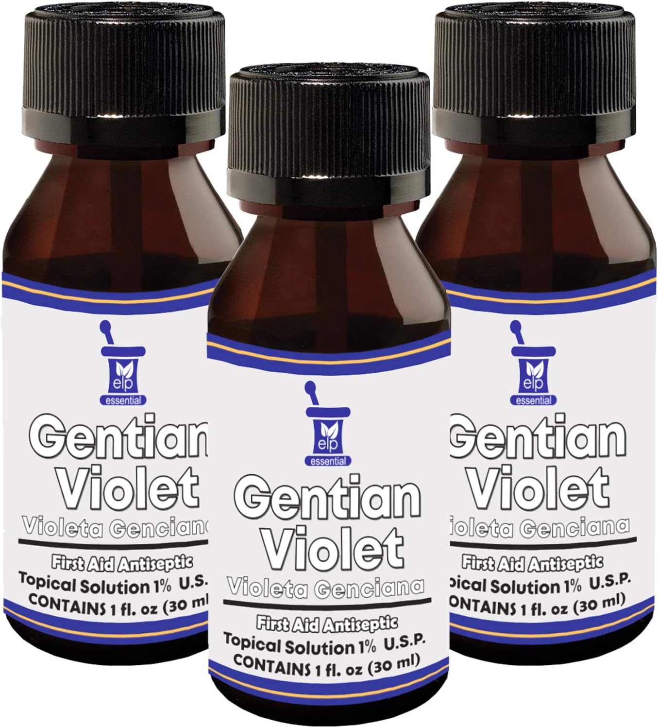 Líquido antiséptico de primeros auxilios violeta de genciana, fabricado en Estados Unidos, 1 onza líquida (3 botellas)
