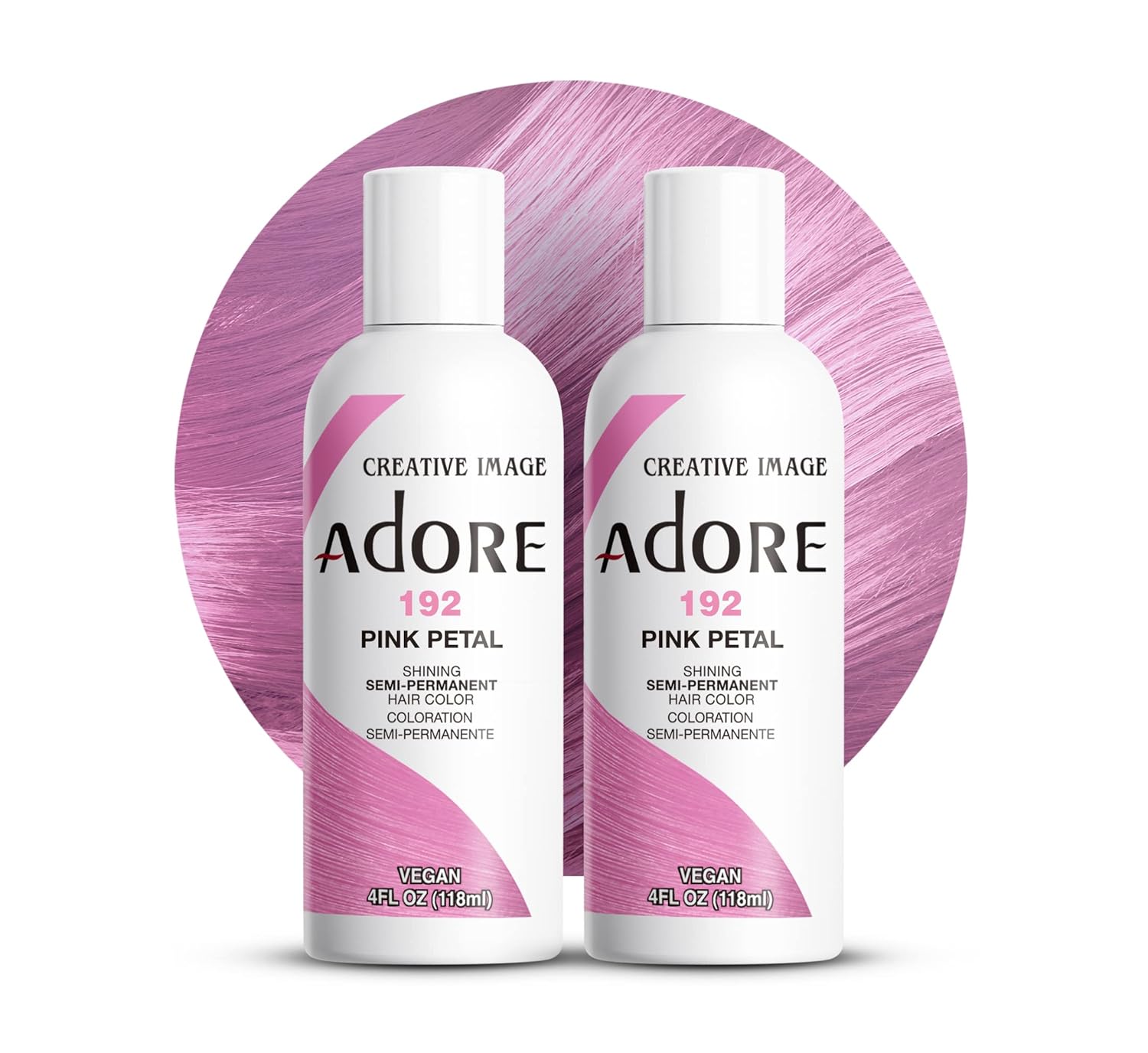Adore Tinte semipermanente para el cabello, vegano y libre de crueldad, 4 onzas líquidas, 192 Pink Petal (paquete de 2)