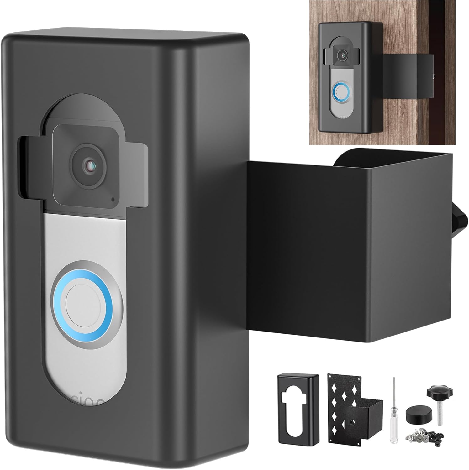 Soporte de timbre de video antirrobo, soporte de timbre AHBTEYM sin taladro, accesorios para alquileres de apartamentos y casas compatibles con