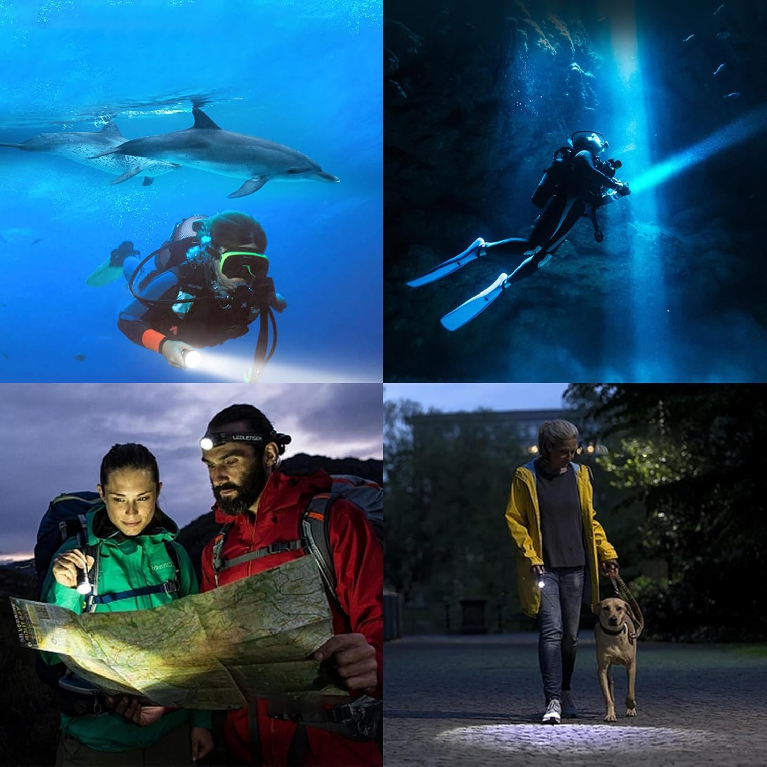 WINDFIRE Linterna de buceo de 1200 lúmenes de alto lumen, luces de buceo LED profesionales, linternas subacuáticas, 98.4 ft, IPX7, impermeable,