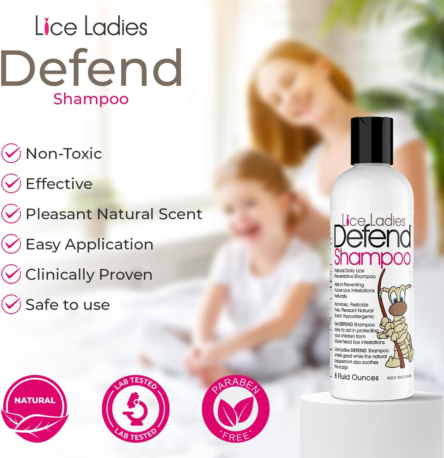 Defend Shampoo  Daily Shampoo Treatment, Non-Toxic, Homeopathic Formulation, Natural Treatment Shampoo, Hypoallergenic  8 OZ Bottle