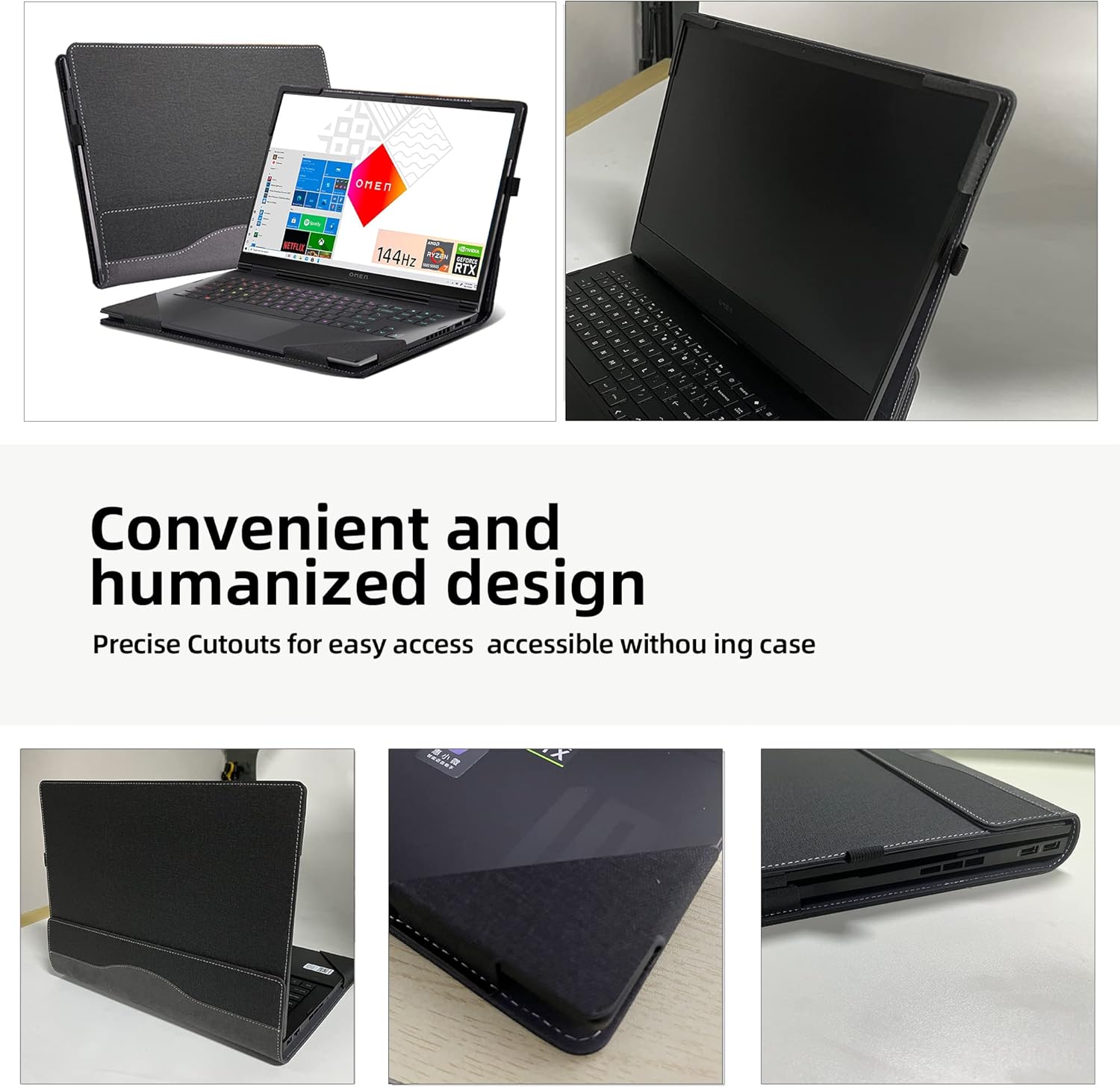 Funda para portátil HP OMEN 16 de 16.1 pulgadas (16t-k000 16t-b10016-n0797nr16zn00016-k0797nr16zn000) Funda desmontable de piel sintética (16.1-rojo