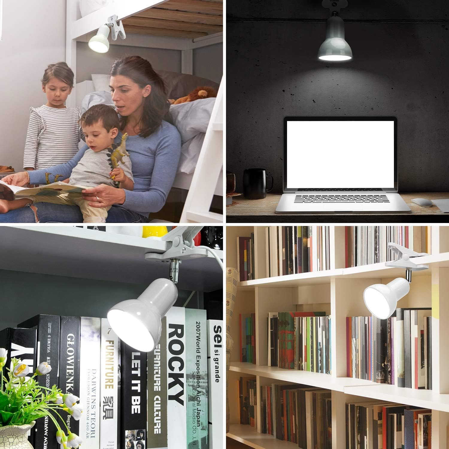 Sun-Rising Lámpara de lectura portátil con clip de rotación de 360, con abrazadera en el escritoriomesaliteraarmarioiluminación de luz para el