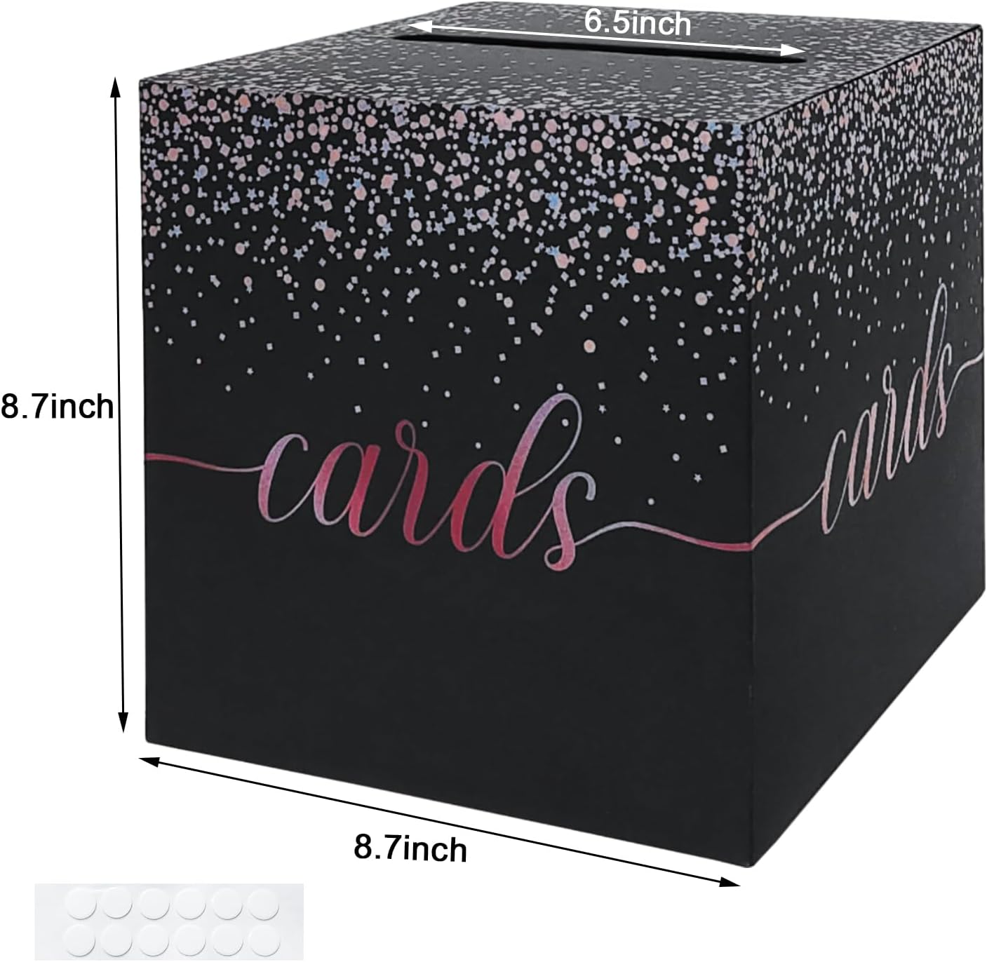 QIKSION Caja de tarjetas de oro rosa para fiestas, caja de regalo de color negro y oro rosa, caja de dinero para cumpleaños, despedida de soltera,