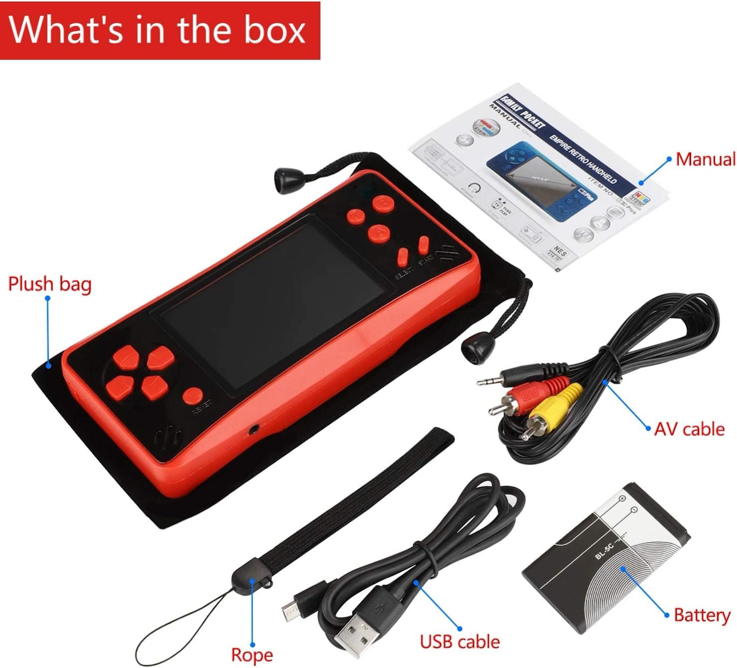 Consola de juegos de mano portátil Haopapa Retro Plus, reproductor de videojuegos integrado con 218 juegos clásicos, LCD de 3.5 pulgadas, gran