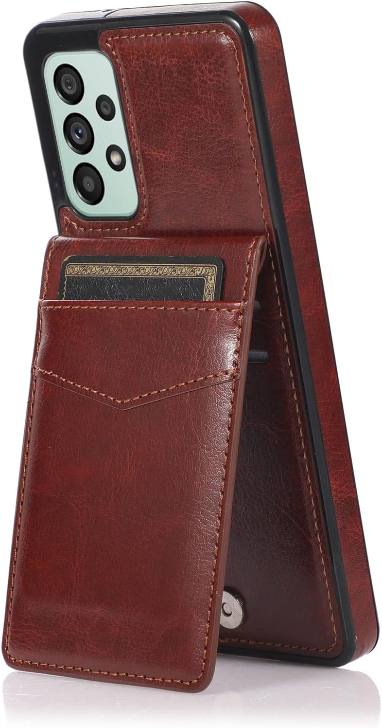 ZZXX Funda para Samsung Galaxy A53 5G, de doble capa, ligera, de piel de primera calidad, con ranuras para tarjetas, función atril, funda protectora