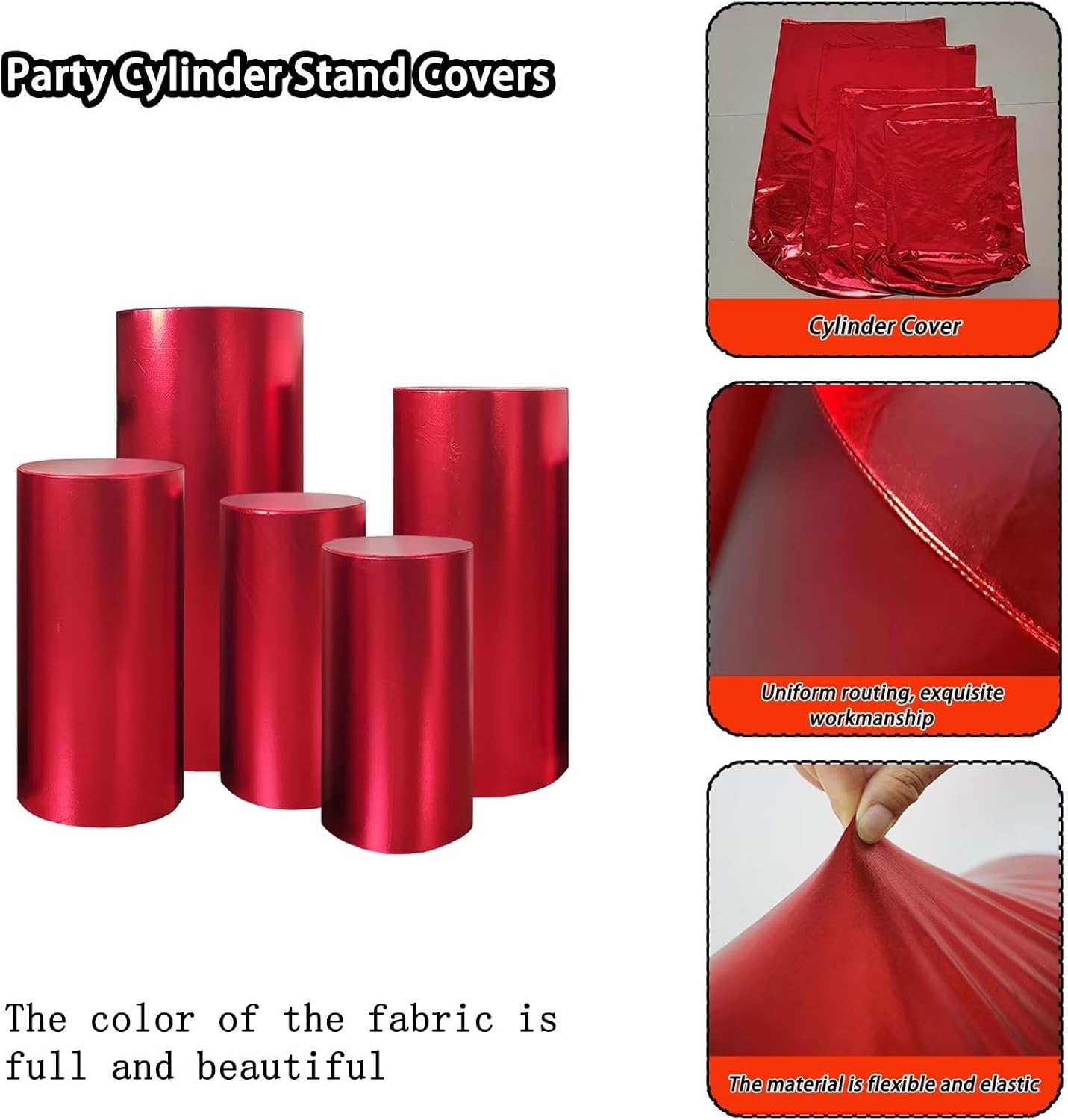 wangdahua Fundas de soporte de cilindro de fiesta para soportes de pedestal de cilindro de metal blanco, fundas de pedestal de tela elástica