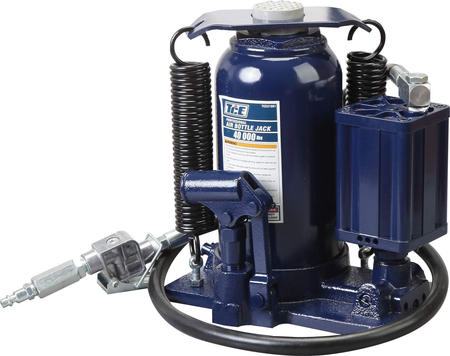 TCE TCE31001 Torin Gato hidráulico neumático de botella con bomba manual manual, capacidad de 20 toneladas (40,000 libras), azul