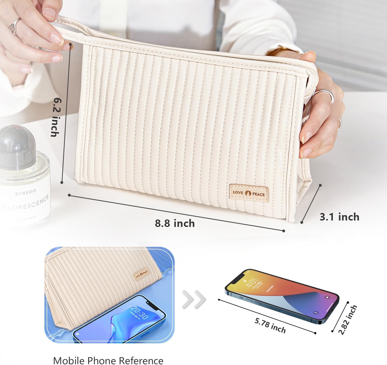 GMELOV Pequeña bolsa de maquillaje compacta de gran capacidad, lindas bolsas estéticas para cosméticos para viajes, organizador de artículos