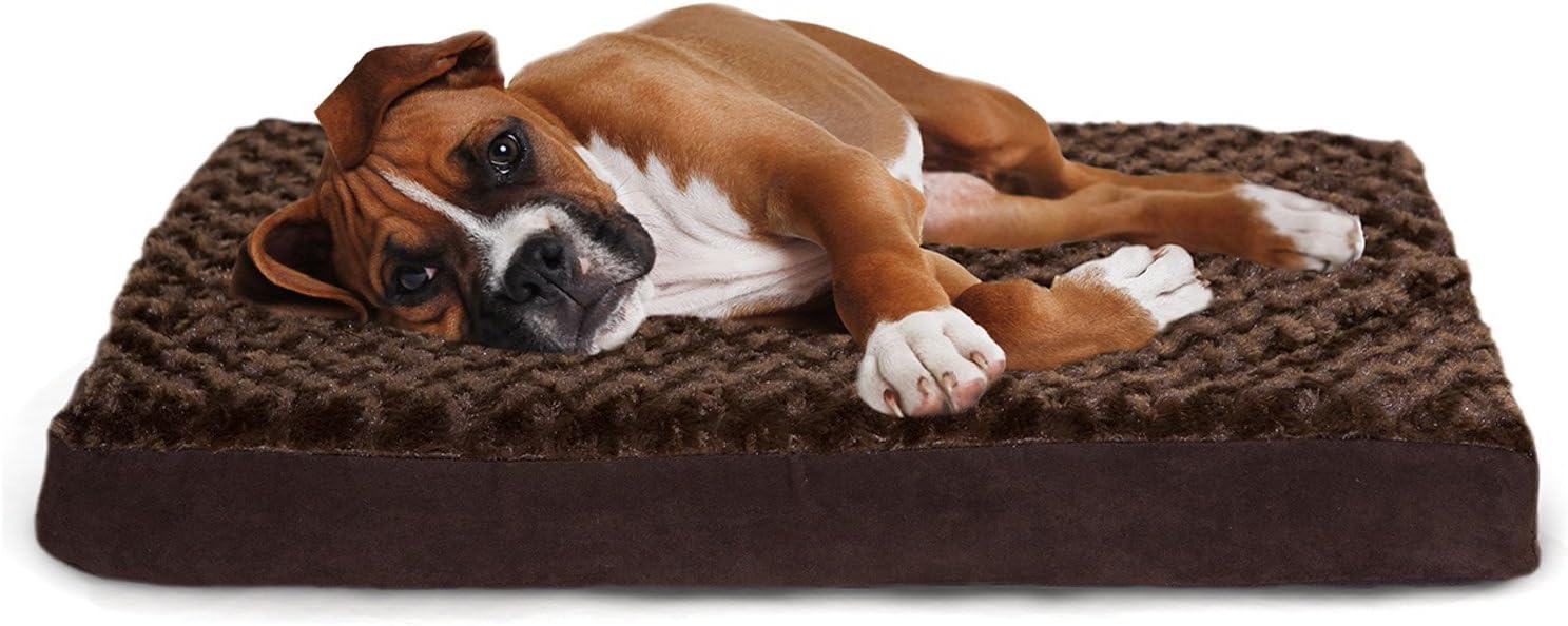 Furhaven Cama de gel refrescante para perros medianosgrandes de hasta 55 libras con funda extraíble y lavable, colchón de gamuza y piel sintética