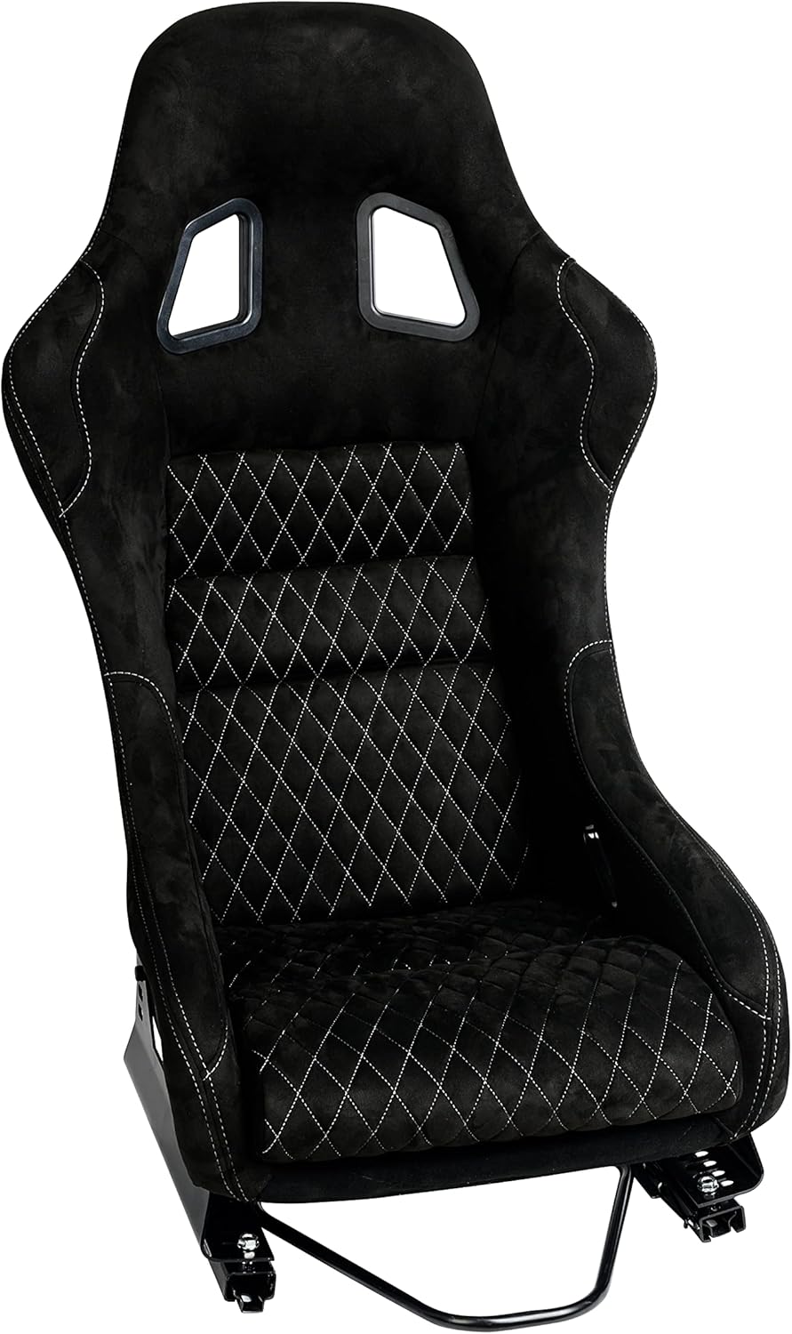 Tamaño M Pieza de Universal Plata Glitter Fibra de Vidrio Racing Cubo Asiento Completo Negro Gamuza Cubierta de Diamante Blanco Puntada Frontal Con