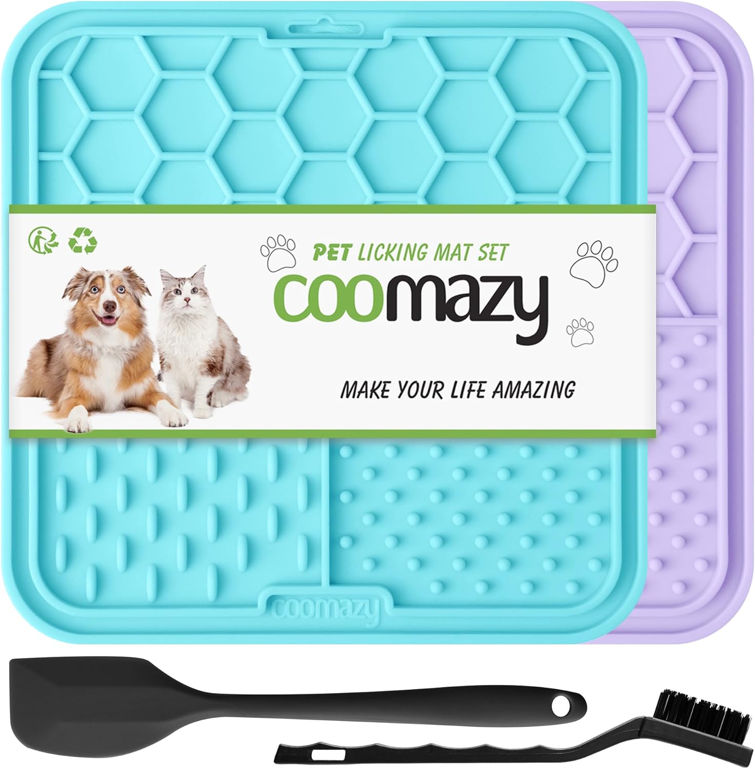 Coomazy Alfombrilla para lamer perros y gatos, alimentador lento y diseño antideslizante, reductor de aburrimiento y ansiedad, adecuado para perros