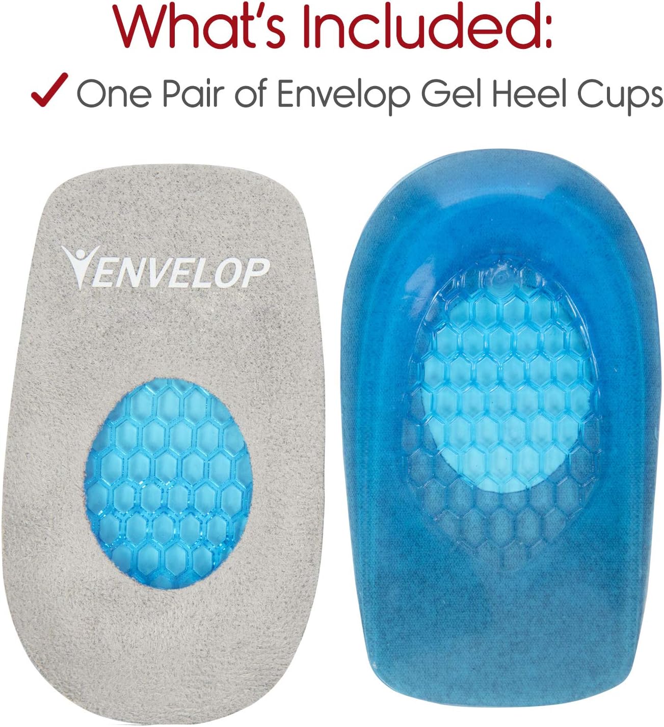 Copas de talón por Enwrap (par)  Cojines de talón de gel para espolón de talón y soporte de espolón óseo  Los insertos de gel para zapatos de