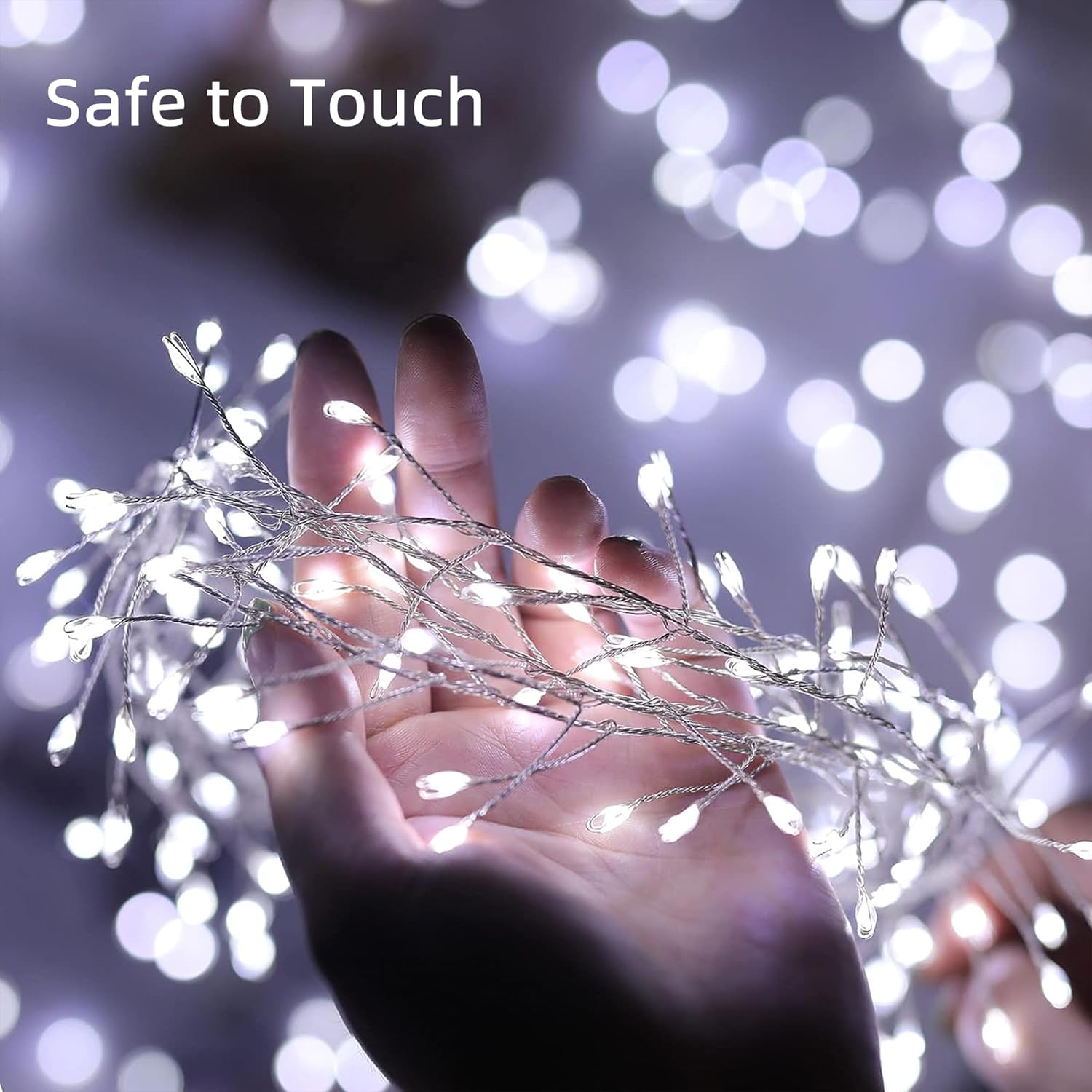 JMEXSUSS Guirnalda de luces enchufables con control remoto, 10 pies, 200 luces blancas y cálidas de Navidad, guirnalda de luces para árbol, corona,