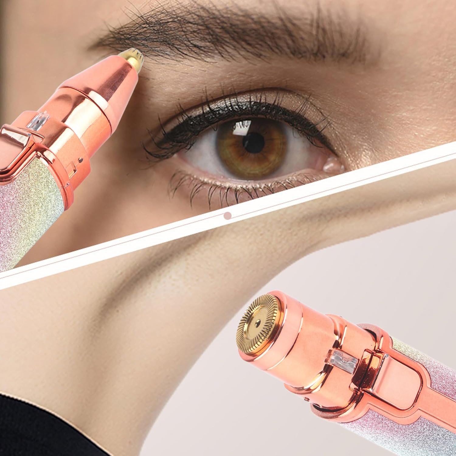 Juego de recortadora de cejas 2 en 1 recargable por USB, sin dolor, removedor de vello facial eléctrico para pelusas faciales, labios, cuerpo,