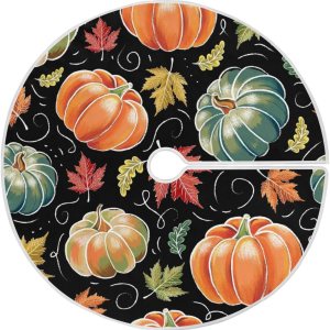 Pumpkin Falling Leaves Xmas Tree Skirt, Tree Skirt Decorations, 47.2 in Tree Skirt Washable, Fall Decoration Pumpkin Falling Leaves Xmas Tree Skirt, Tree Skirt Decorations, 47.2 in Tree Skirt Washable, Fall Decoration