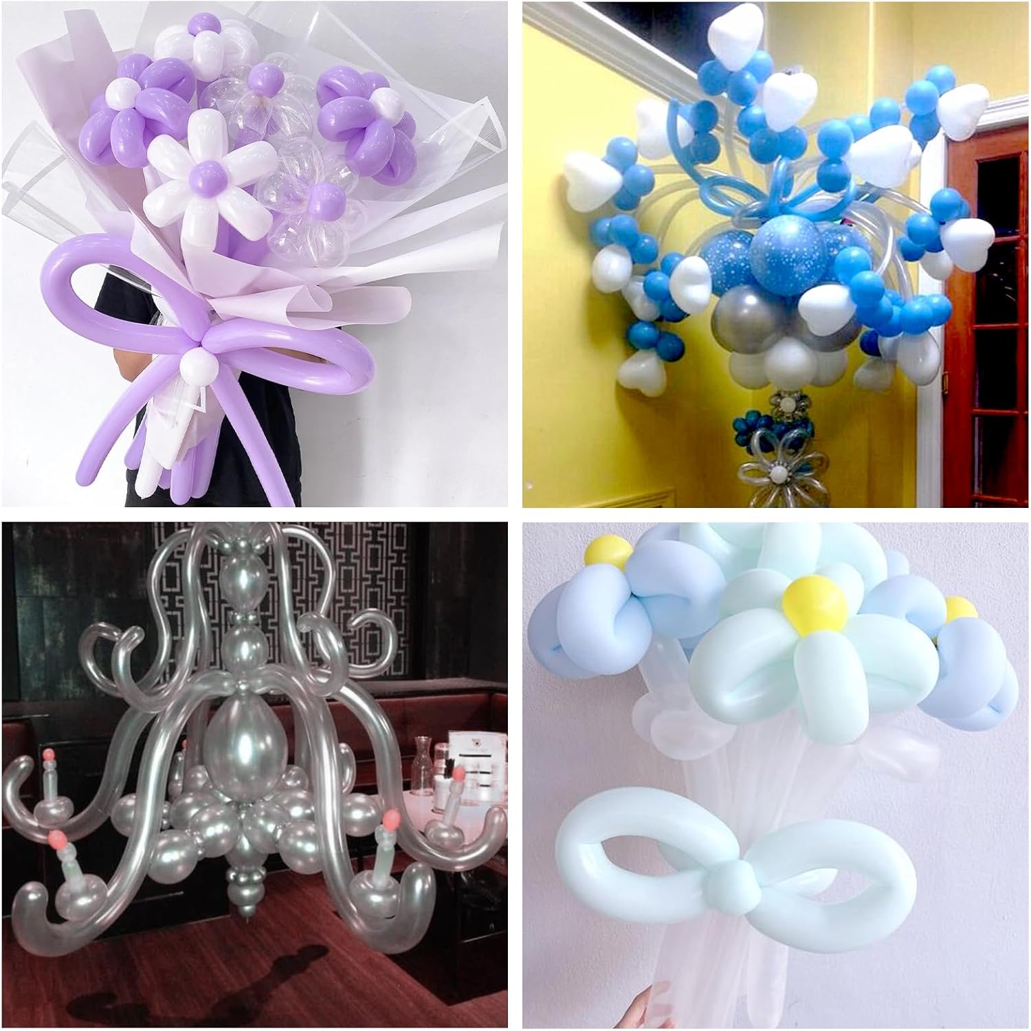 RUBFAC 260 globos transparentes, 150 globos largos transparentes que giran para guirnalda de globos, animales, modelado, cumpleaños, boda,