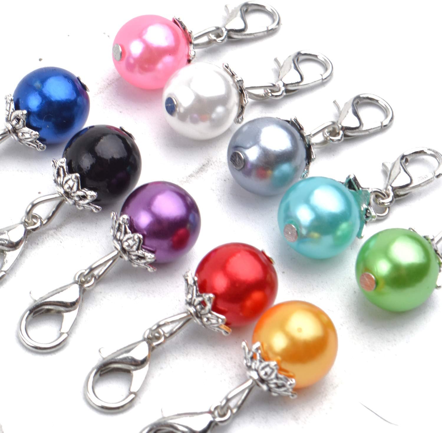 Aylifu Dijes de clip, 20 piezas de perlas coloridas colgantes colgantes con cierre de langosta, accesorio para hacer joyas, accesorios para