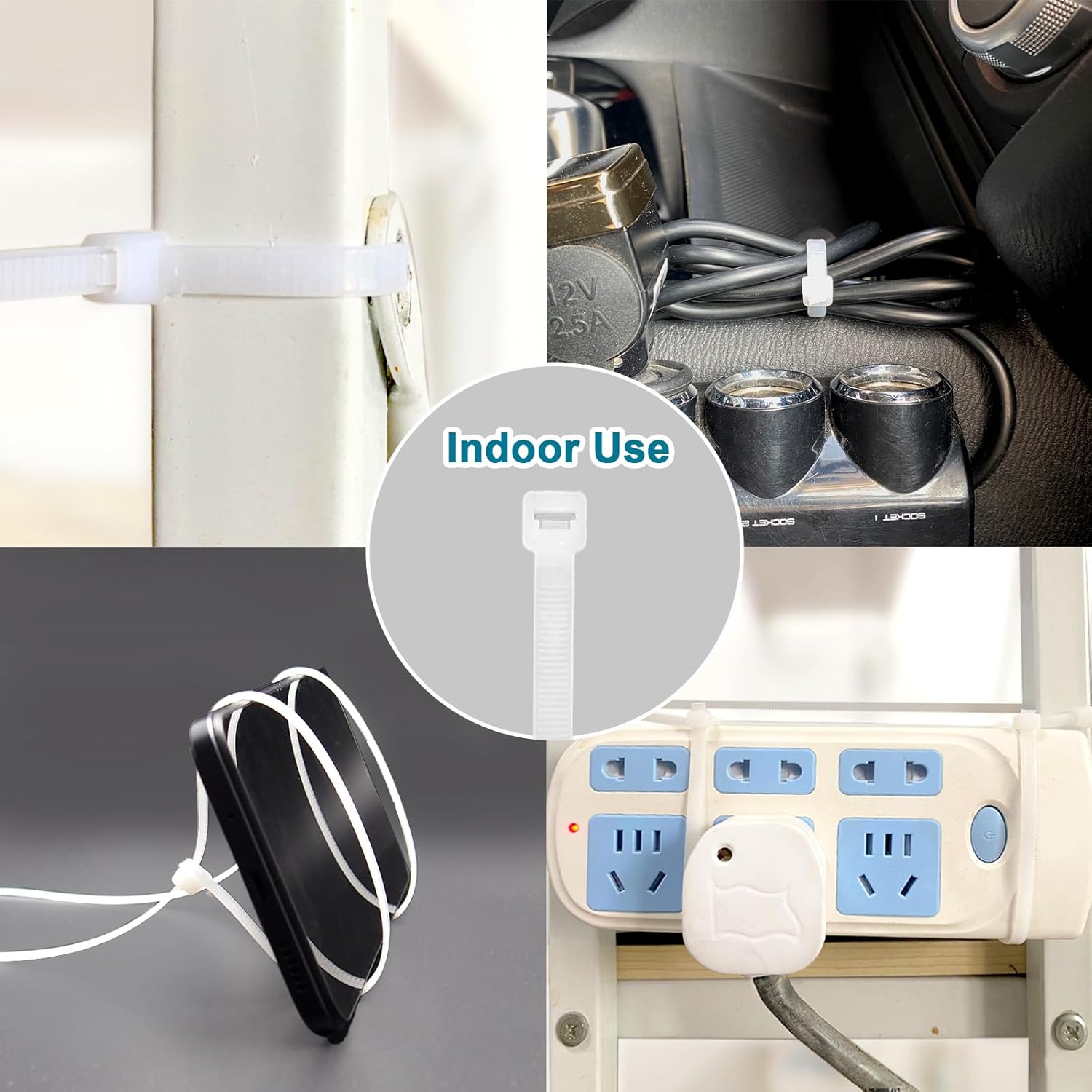 Bridas blancas de 14 pulgadas (paquete de 1000), transparentes, 50 libras, resistentes a los rayos UV para uso en exteriores LOCKLOCK