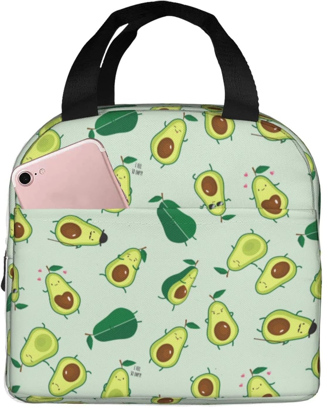 Linda bolsa de almuerzo de frutas divertidas con aguacate, lonchera aislada, reutilizable, impermeable, portátil, bolsa de almuerzo para mujeres,