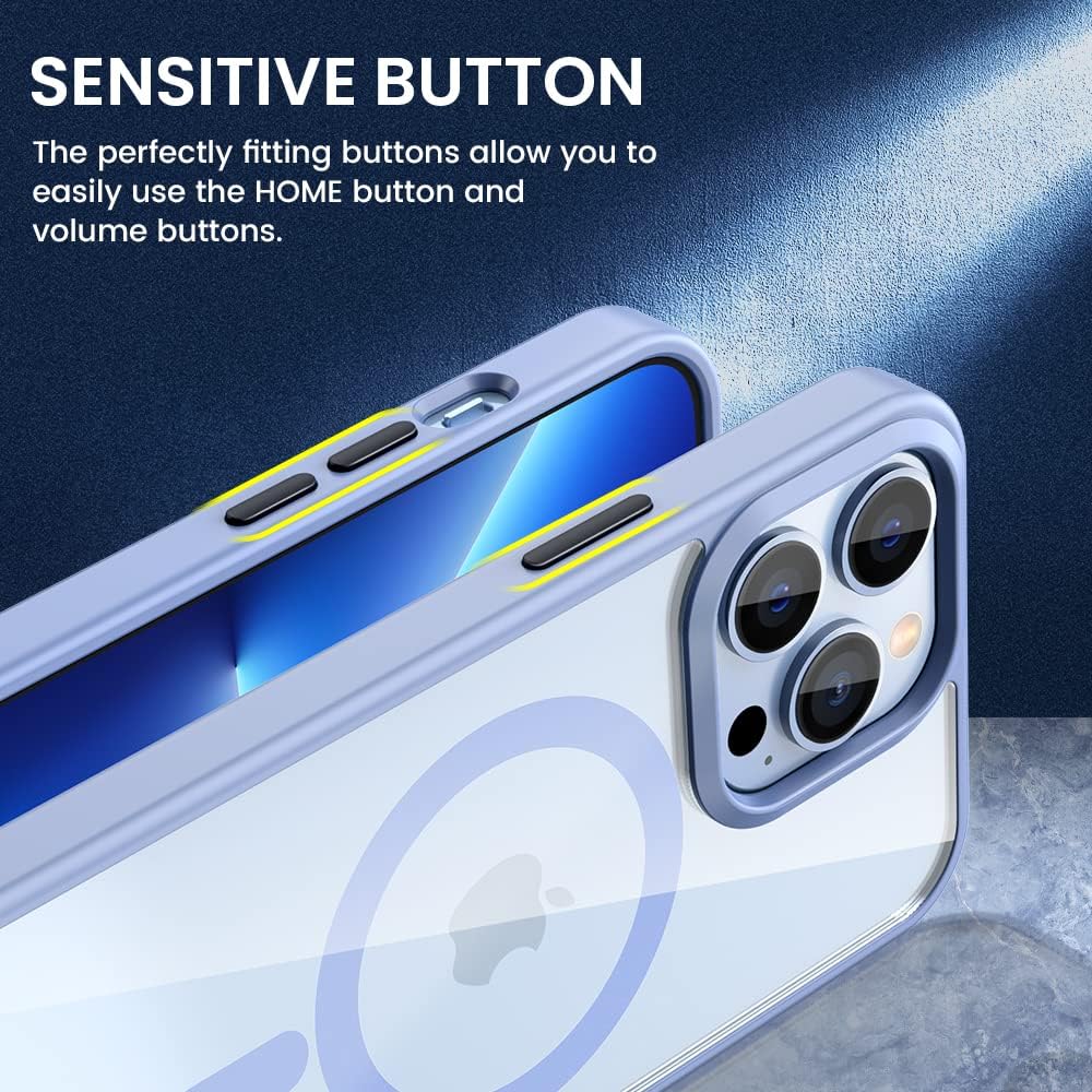 VEGO Funda magnética para iPhone 13 Pro, iPhone 13 Pro con imanes fuertes integrados, parte trasera de policarbonato duro transparente + marco de