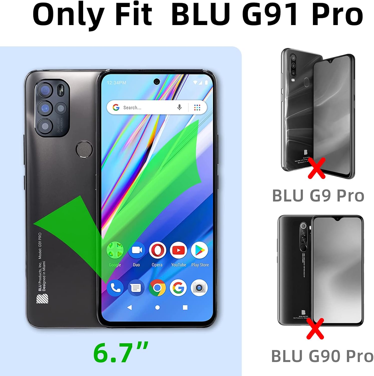 KuDiNi BLU G91 Pro – Funda protectora transparente con función atril y correa para BLU G91 Pro para BLU G91 Pro (oro rosa)