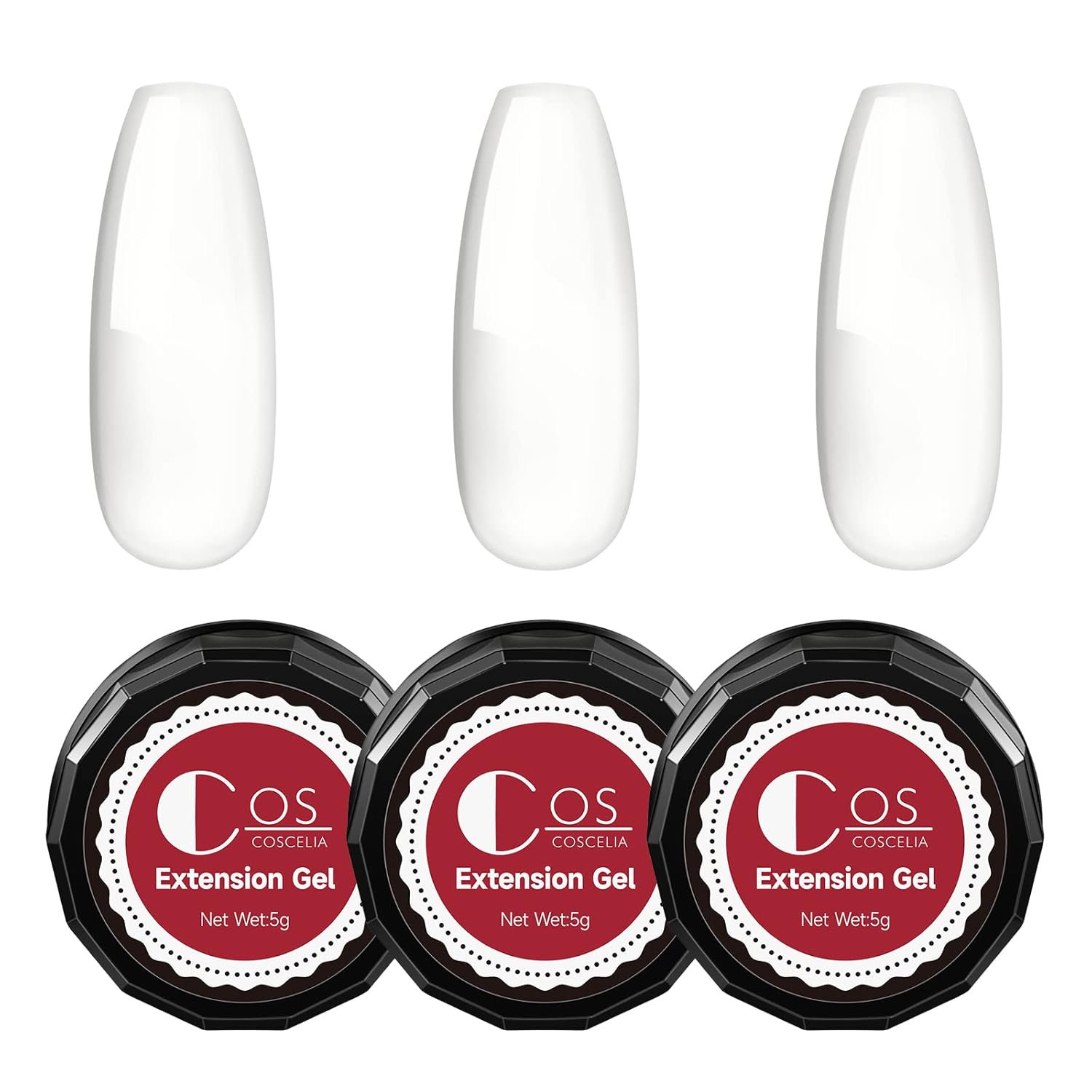 COSCELIA Kit de gel de uñas Builder  3 x 0.2 fl oz gel de extensión de uñas transparente para reparación de uñas y fortalecimiento de gel duro UV