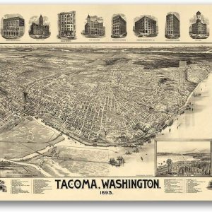 Imán Tacoma WA 1893 de vinilo magnético con mapa de ciudad panorámico histórico para cerraduras, coches, carteles, frigoríficos de 5.0in Imán Tacoma WA 1893 de vinilo magnético con mapa de ciudad panorámico histórico para cerraduras, coches, carteles, frigoríficos de 5.0in